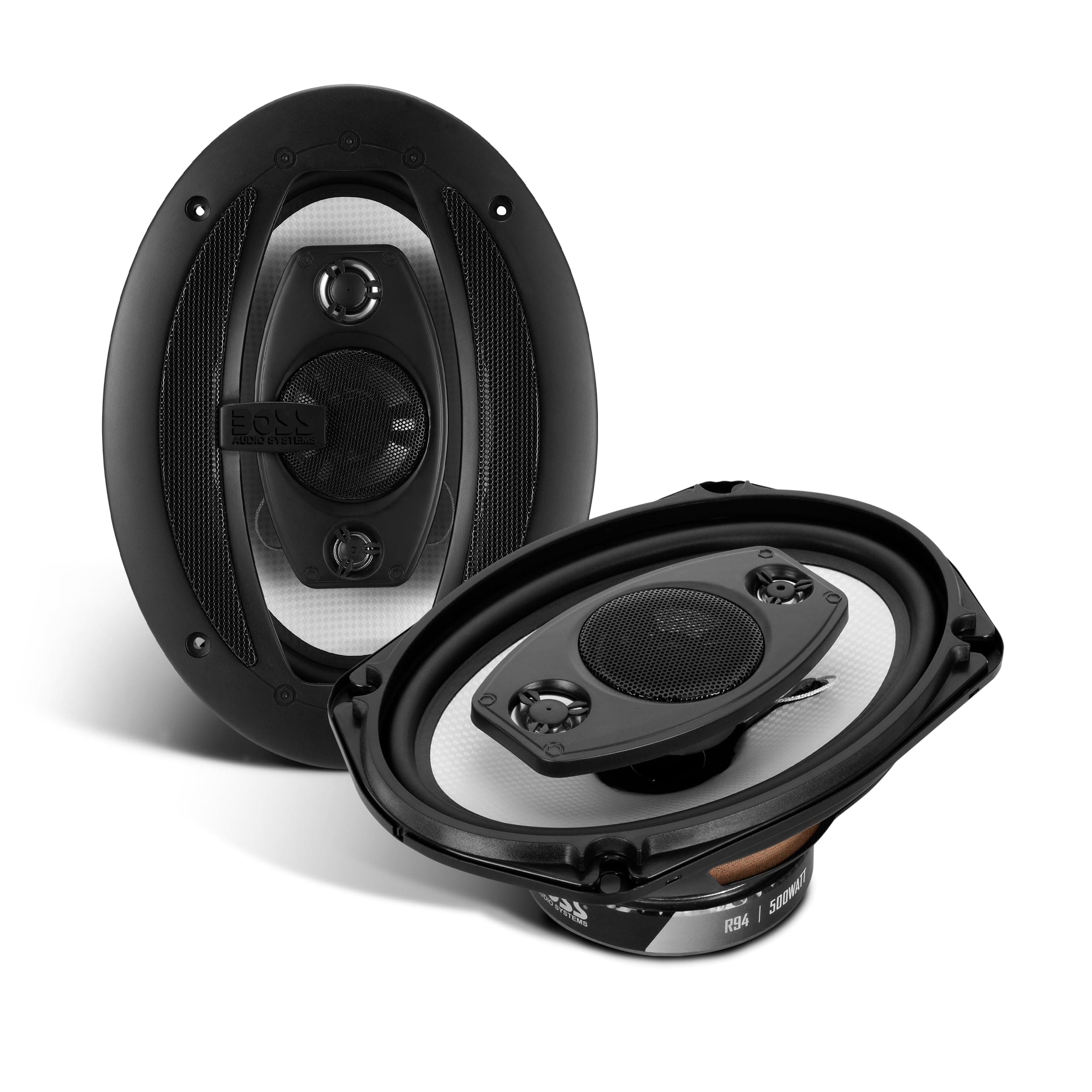 Boss Audio Systems Riot Series Car Stereo Door Speakers - 500 Watts Max, 4 Way, Full Range, Tweeters, Coaxial,Black, 6 x 9 Inch,Sold in Pairs,R94