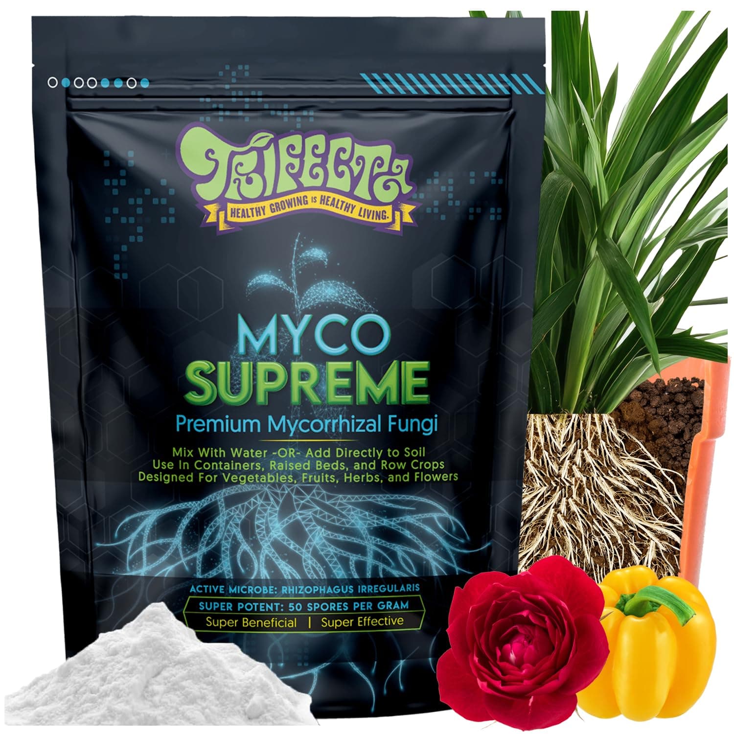 Myco Supreme Mycorrhizal Fungi for Soil, Plant Root Stimulator, Ultra Concentrated Mycorrhizae for Strong Roots & Living Soil, Tree, Rose and Flower Care