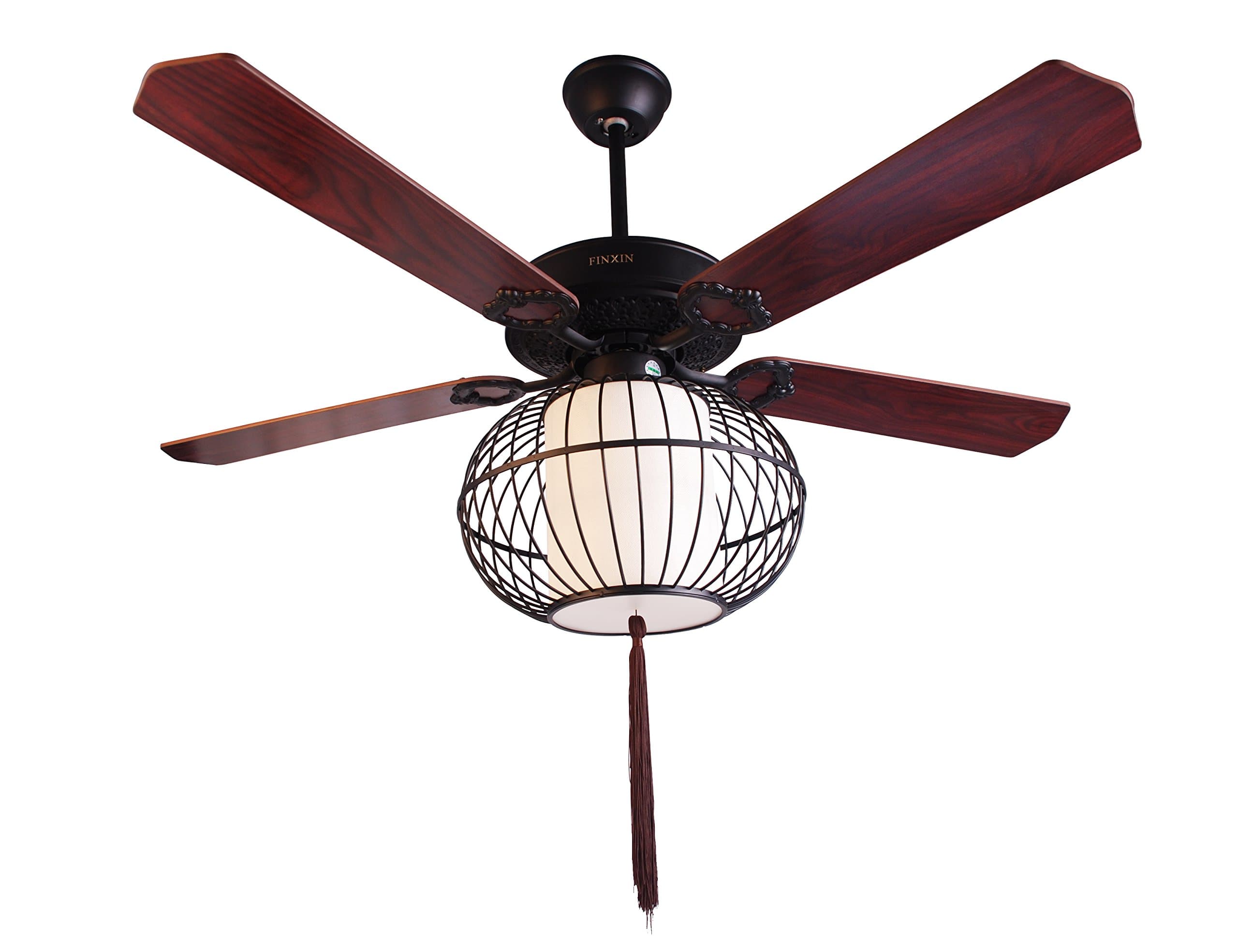 Indoor Ceiling Fan Light Fixtures - FINXIN FXCF05 (2017 New Design) Modern Black Remote LED 52 Ceiling Fans For Bedroom,Living Room,Dining Room Including Motor,Light(5-LED 25W),5-Blades,Remote Switch