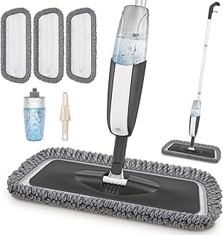 MANGOTIME Spray Mop for Floor Cleaning - Microfiber Dry Wet Floor Mop with 3 Washable Pads & 1 Refillable Bottle for Hardwood Laminate Tile Wood Vinyl Ceramic