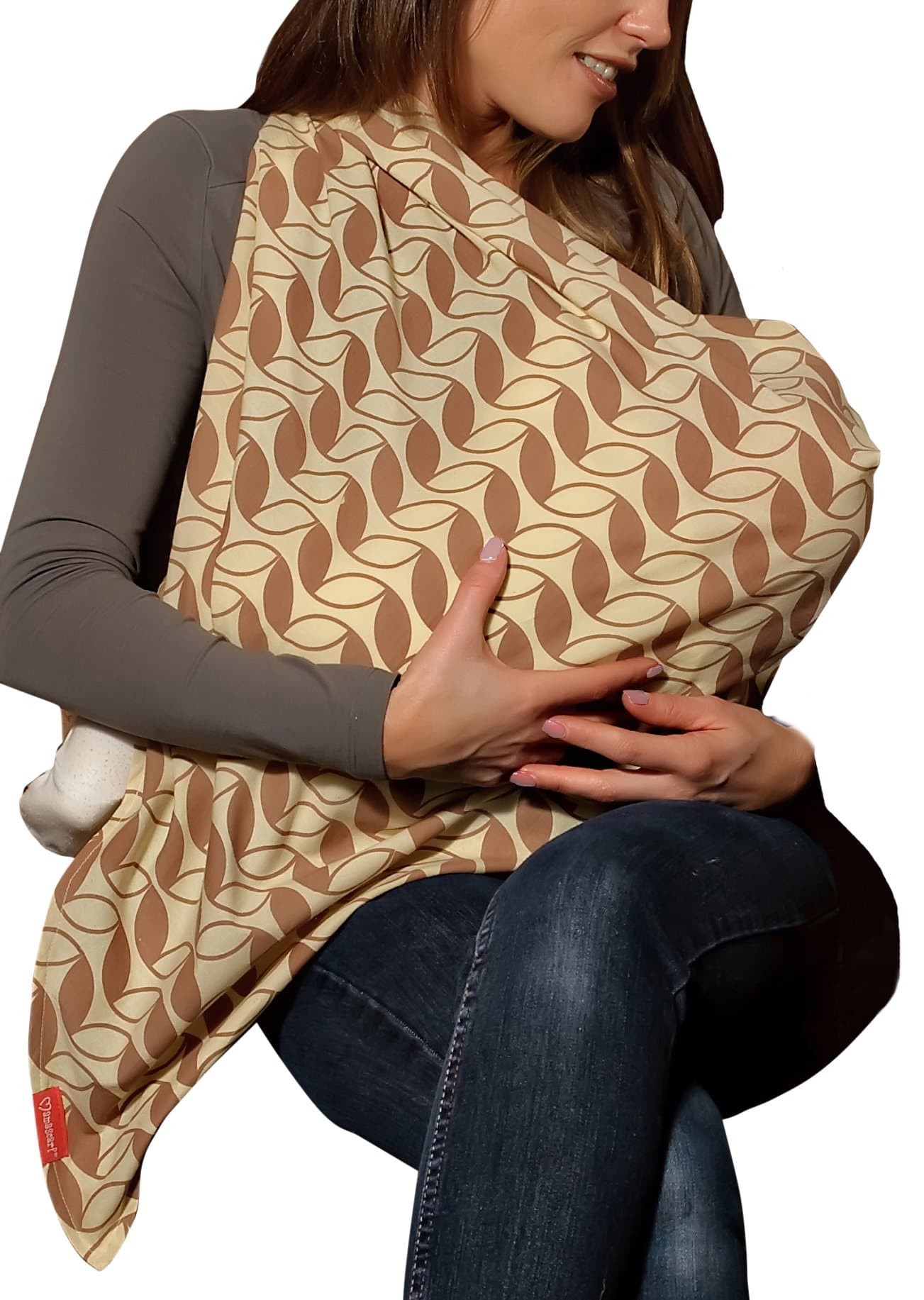 Mama Designs Mamascarf - Nursing and Breastfeeding Scarf - Lightweight 100% Cotton, Retroleaf Design