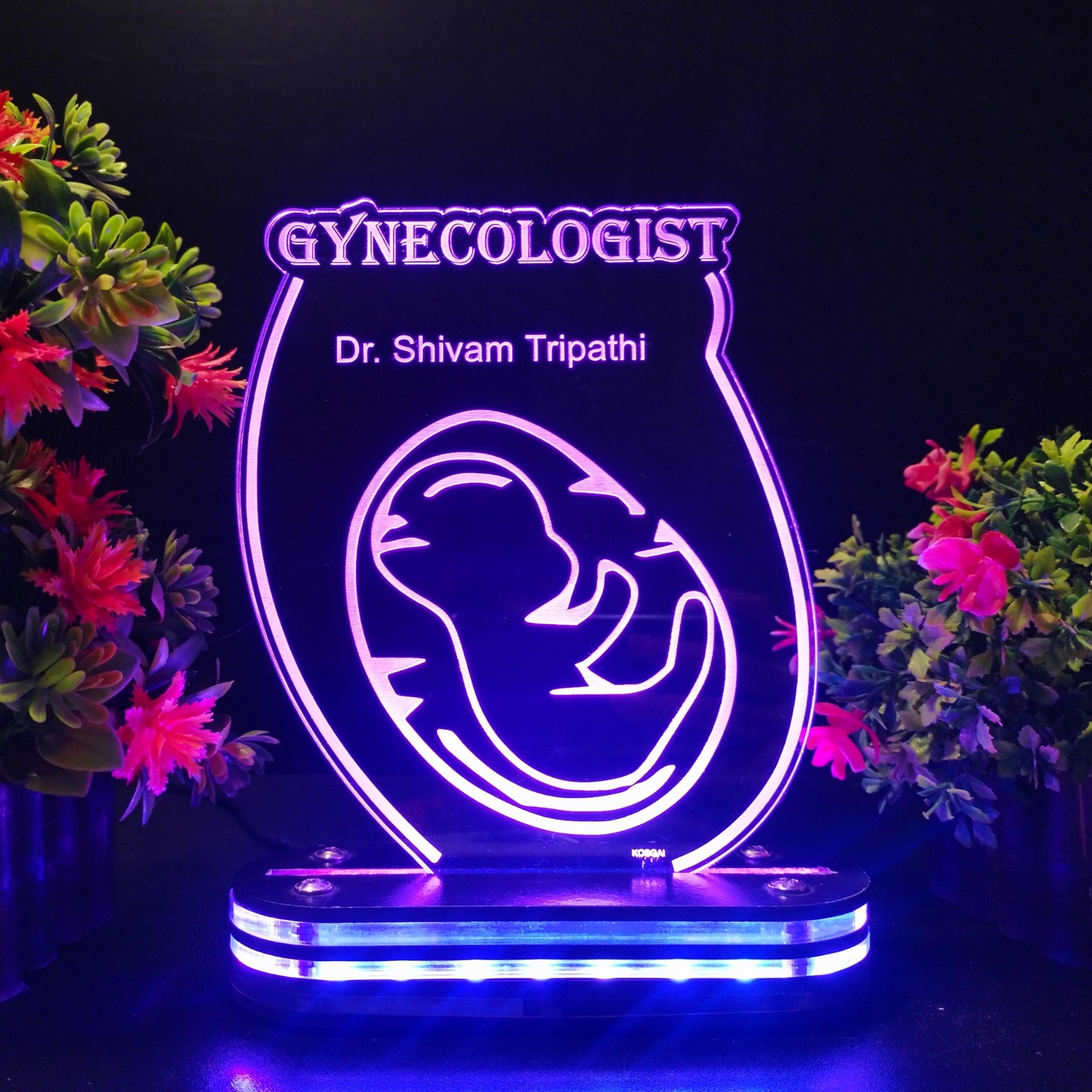 Kosgai Multicolour Customized Gift for Gynecologist Doctor with Name | Customized Birthday Gift for Doctors Gyno | Thank You Gift for for Doctors | 3D Illusion Table Lamp