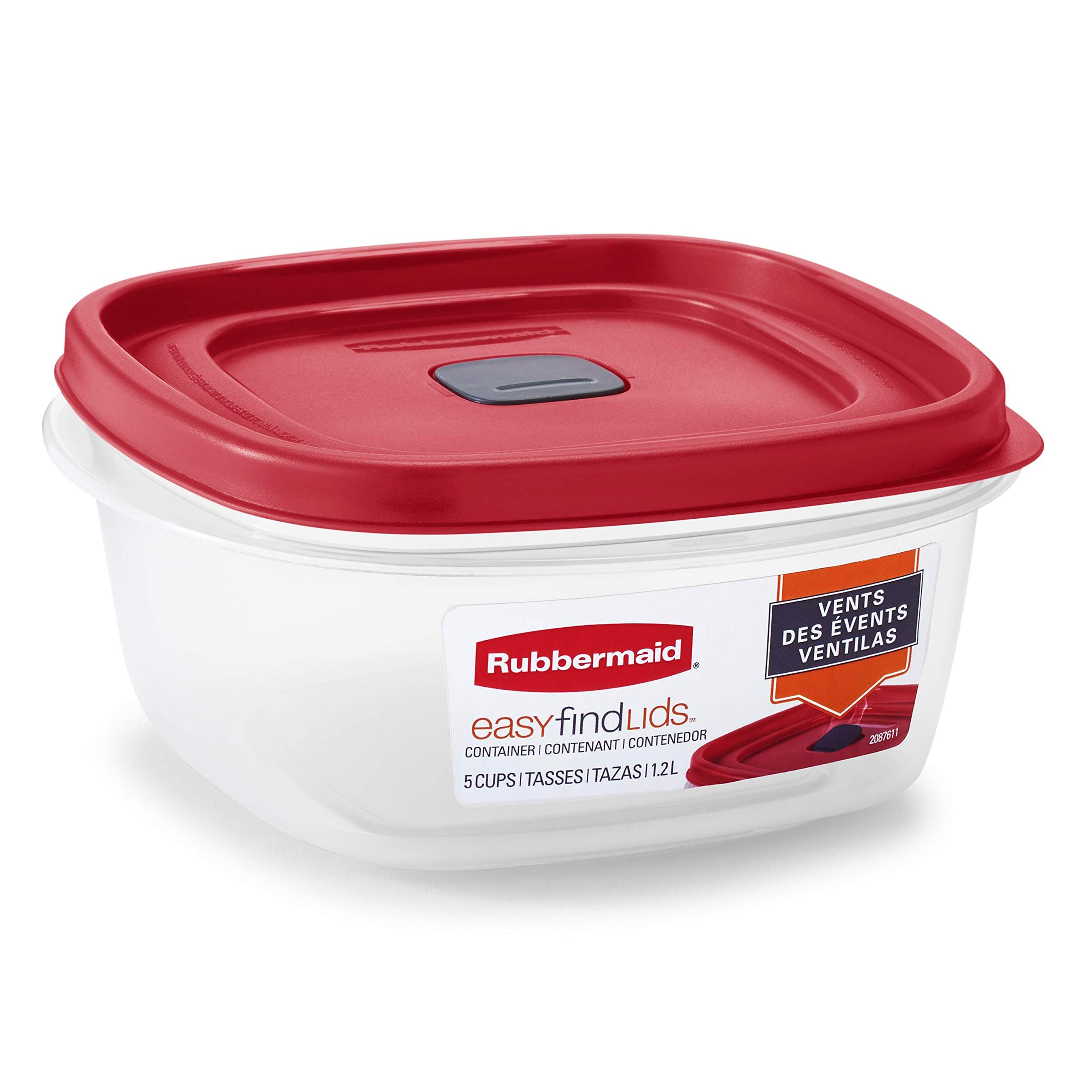 Easy Find Lids 5-Cup Food Storage and Organization Container, Racer Red