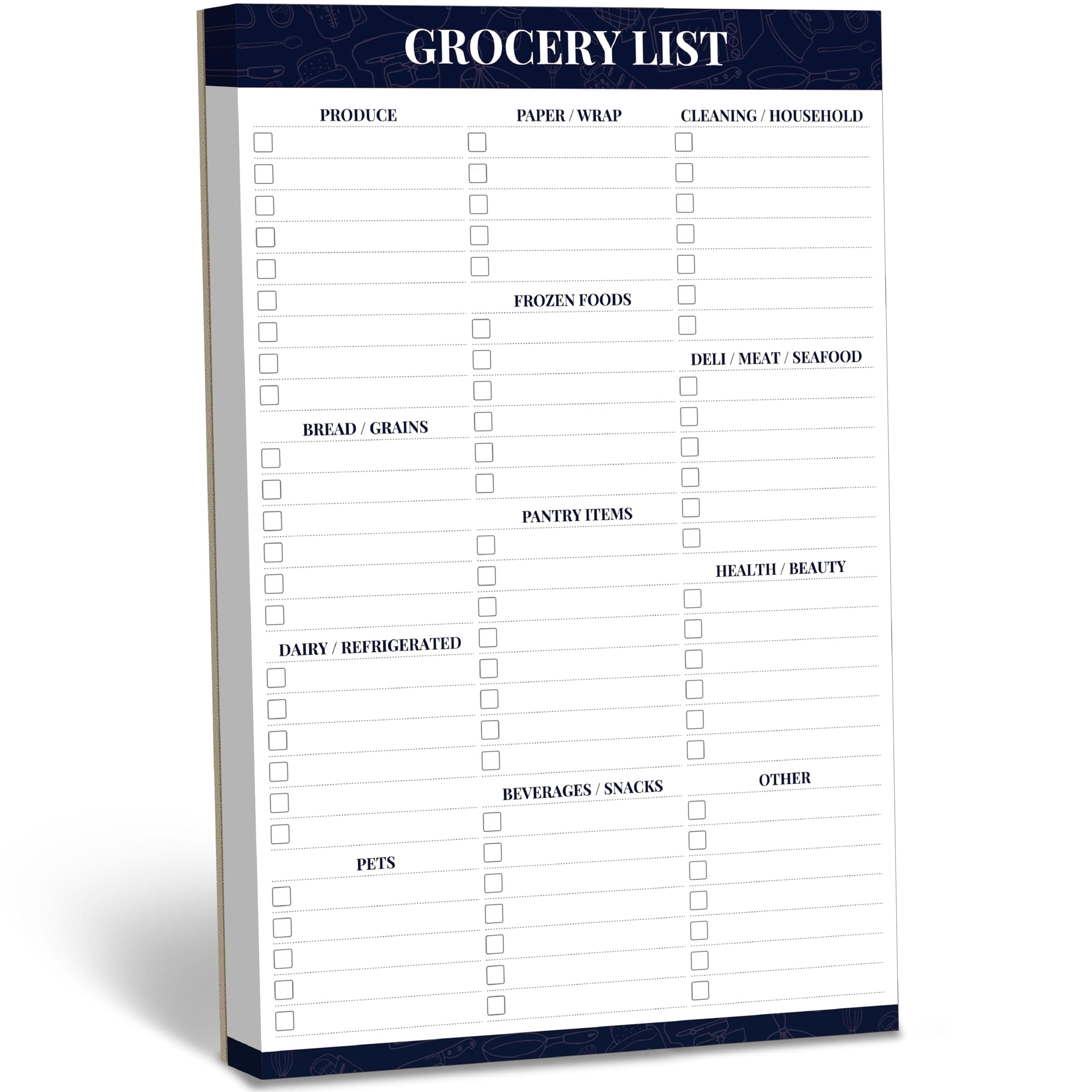 90 Sheets Grocery List Magnet Pad, Organized List for Quick and Easy Shopping, Magnetic Notepad with Shopping List Categories and Blank Grocery Shopping Spaces, Kitchen Essentials List（6”x 9”）