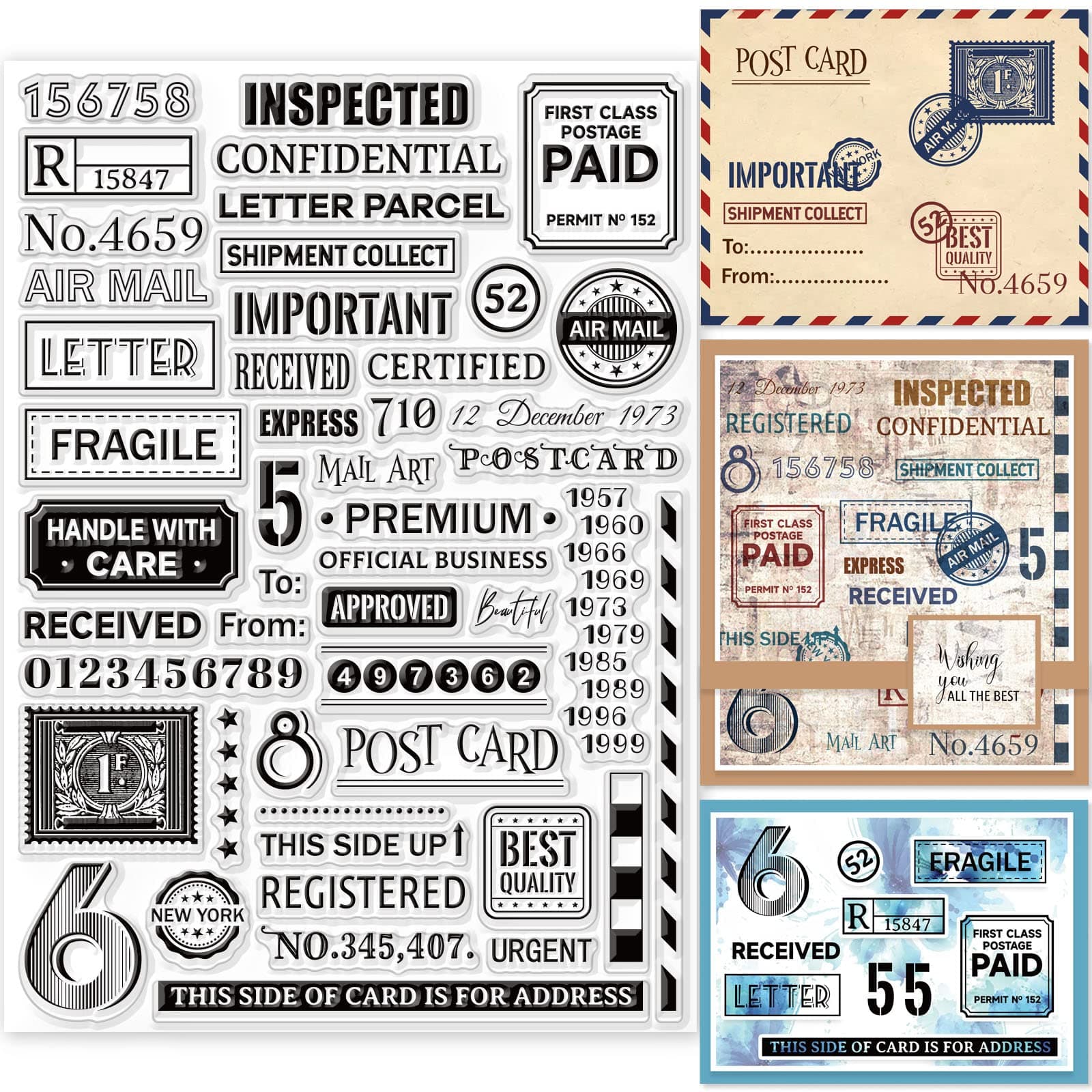 GLOBLELAND Vintage Air Tickets Clear Stamps Postmarks Postage Postcards Silicone Clear Stamp Seals for Cards Making DIY Scrapbooking Photo Journal Album Decoration 11.7x8.3inch