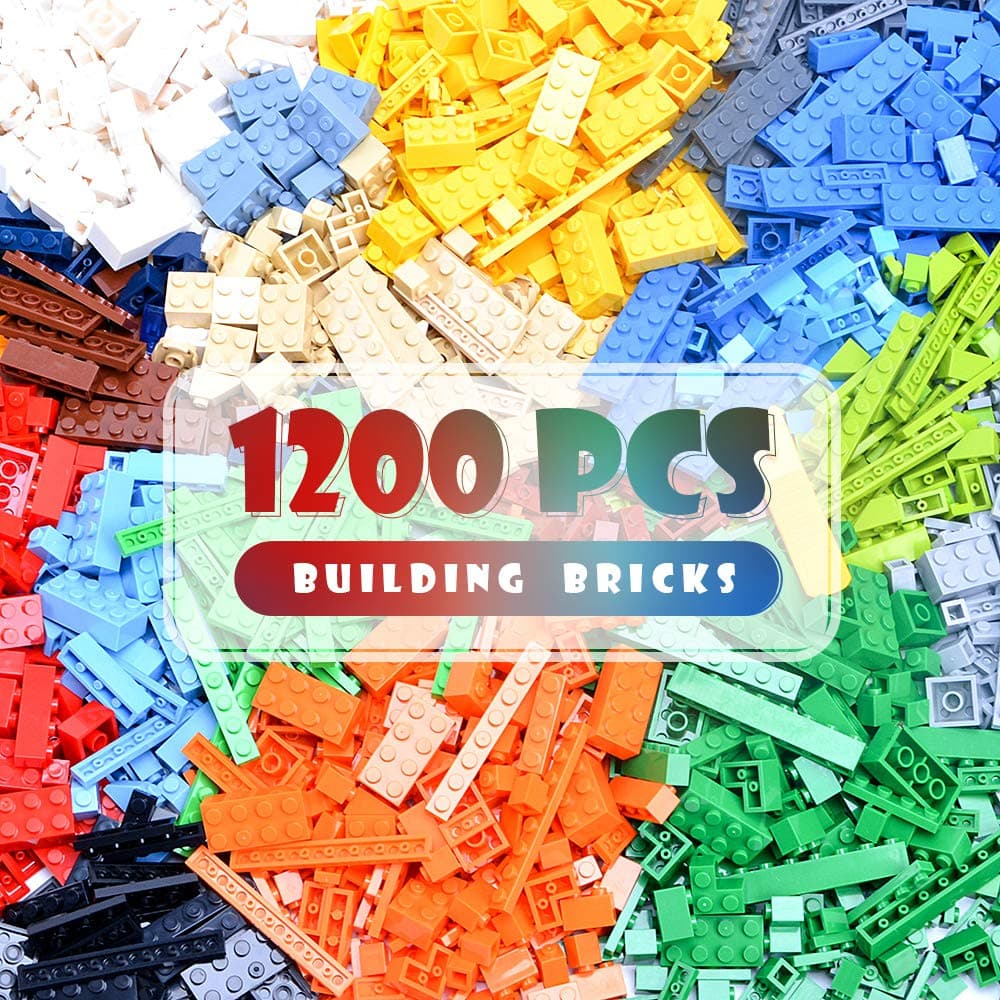 Tokokimo Classic Building Bricks Kit 1200 Piece Basic Brick Set for Kids Creative Play, Compatible with All Major Brands, Building Construction Toys for Boys and Girls 3 Years Old and Up, Multicolored