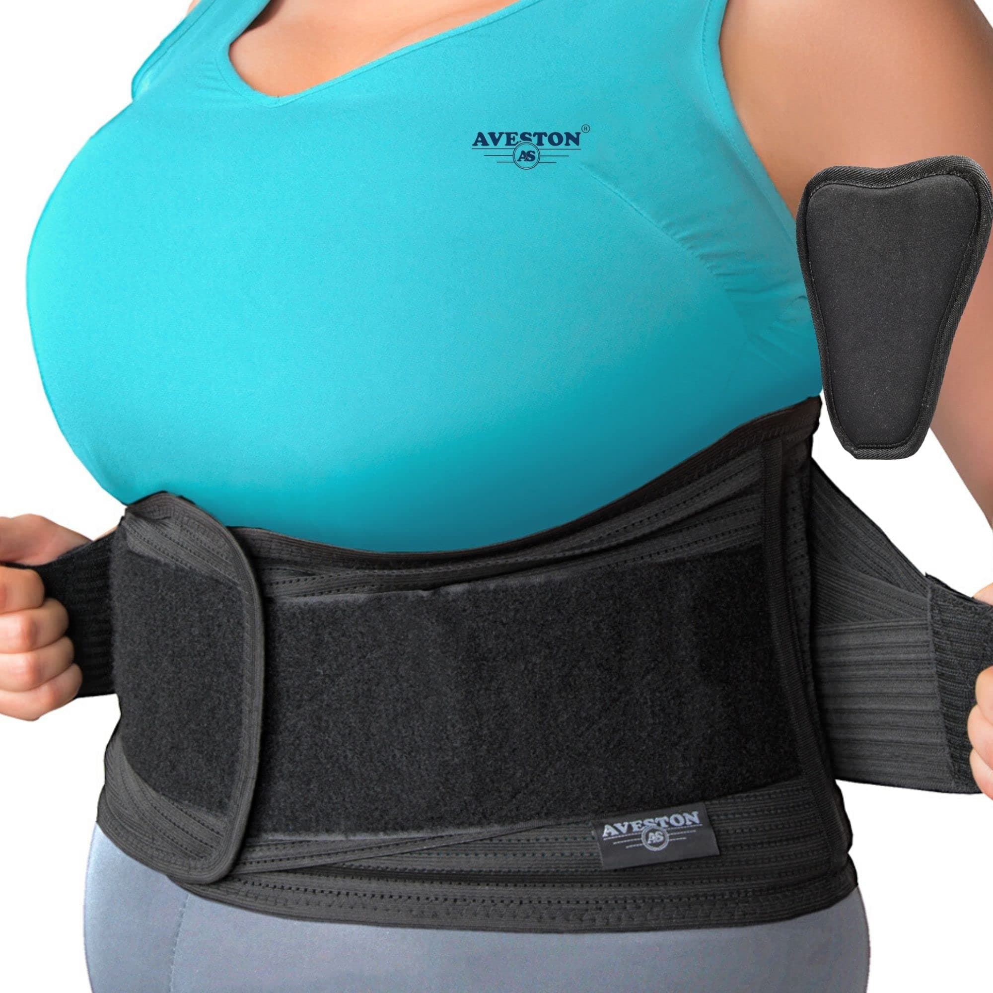 AVESTON Back Brace for Lower Back Pain Relief 6 ribs Belt with Lumbar Pad Support for Men/Women Light Thin Orthopedic Rigid Adjustable Brace Herniated Disc - Circumference 40 â 51" Around Belly