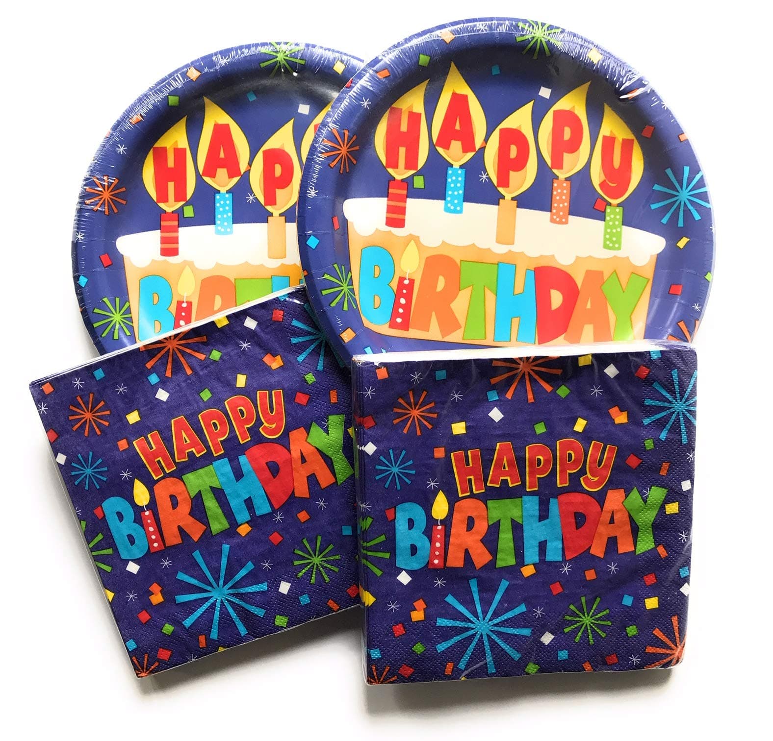 Happy Birthday Plates and Napkins Sets - Very Cute Sets of Happy Birthday Theme Paper Plates and Napkins - Multiple Themes Sizes - Great Value