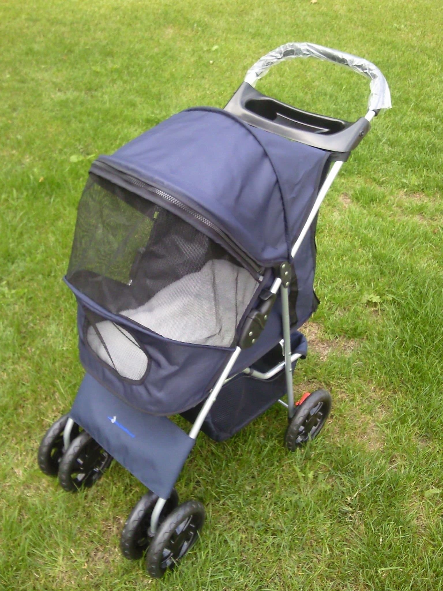 Splendid Pets Ltd Blue 4 Wheel Easy Fold Dog Stroller/Foldable Pet Buggy/Pushchair for Dogs & Cats