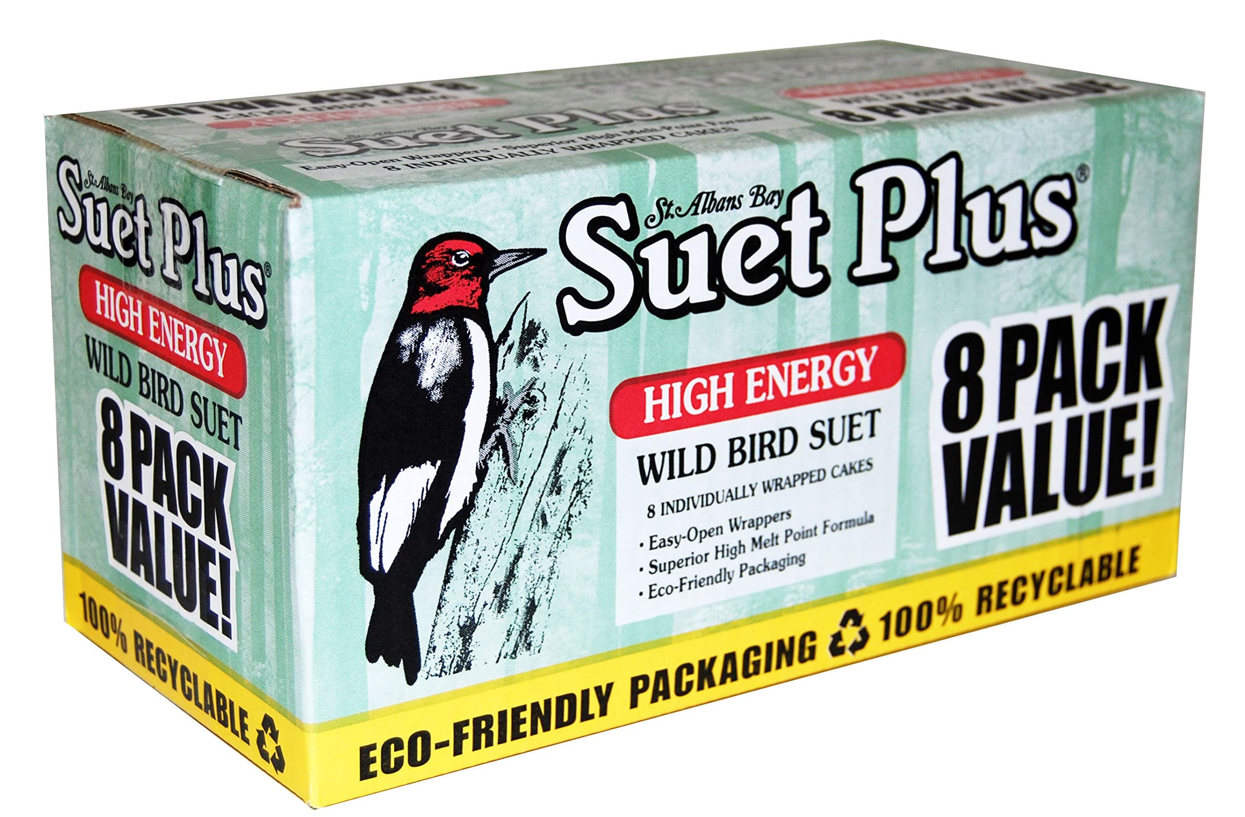 Bird Suet Variety Packs | 11 oz. Bird Suet Cakes | (High Energy, 8 Pack)