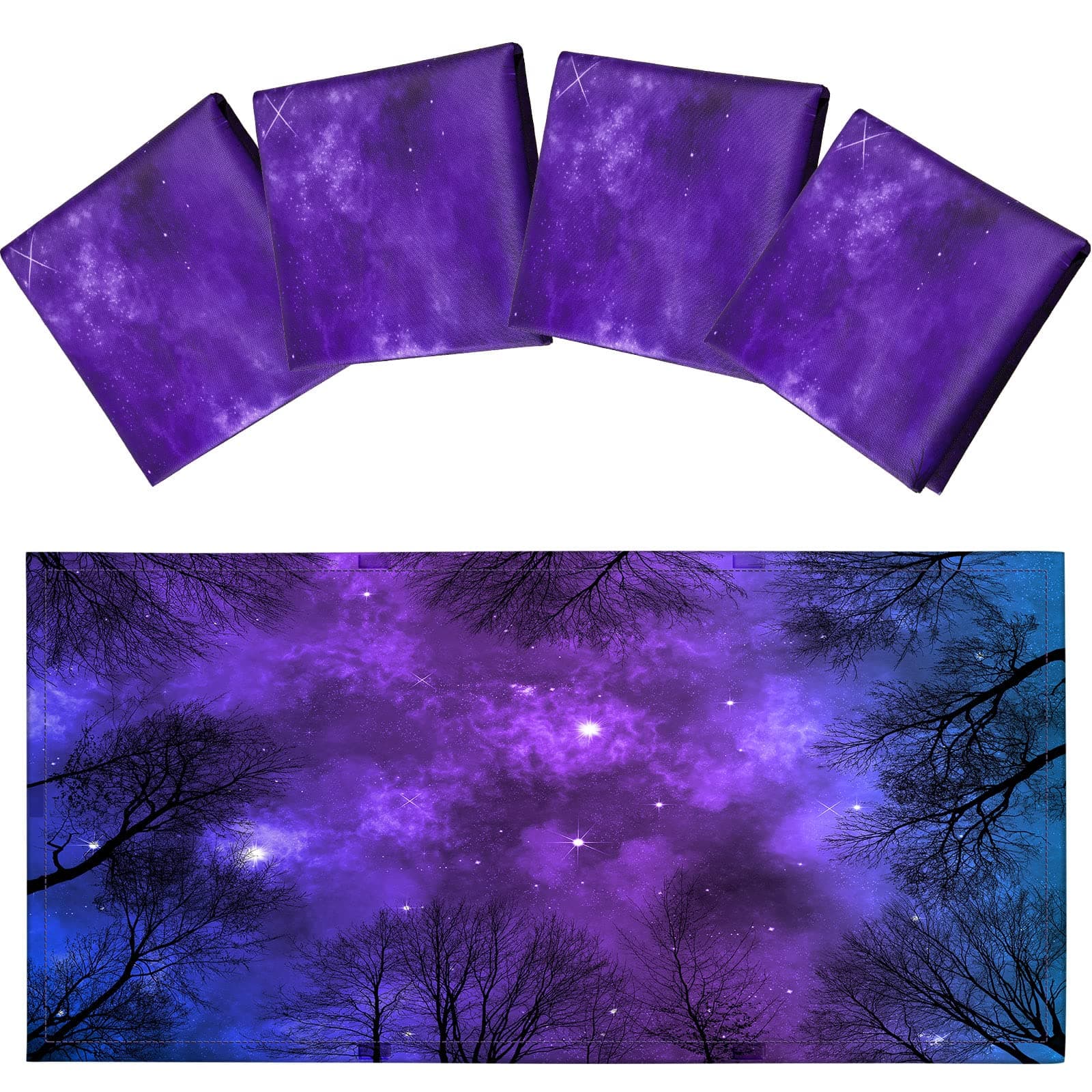 Hortsun 4 Pack Fluorescent Light Covers 4 x 2 Feet Magnetic Light Cover for Drop Ceiling, Fluorescent Ceiling Shade Filters for Office Classroom Home Hospital Decor(Forest Galaxy)