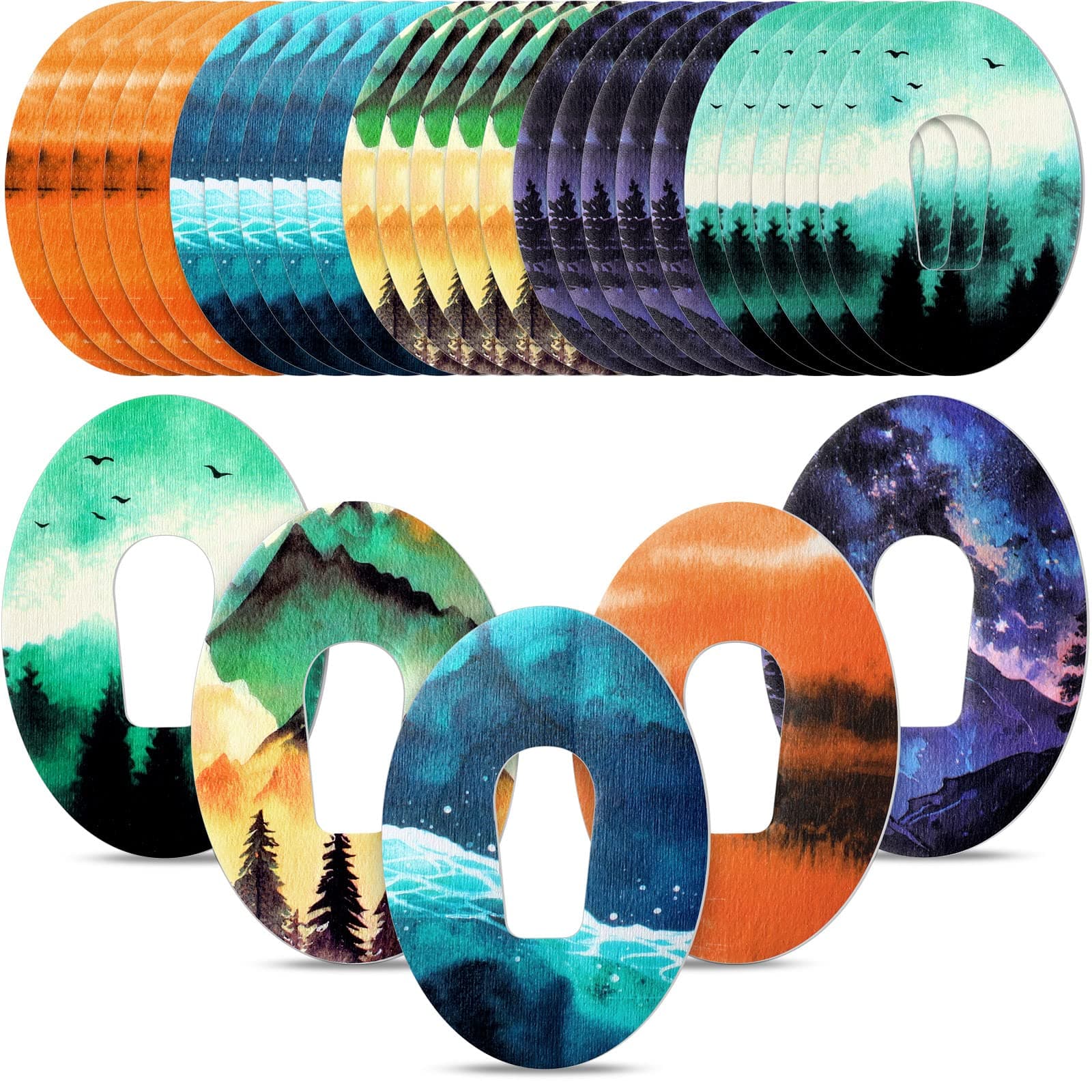 Adhesive Patch Compatible with Dexcom G6 Waterproof Adhesive Tape Patches, Natural Landscape Style Split Backing, CGM Tape Compatible with Dexcom G6 Sensors, 5 Styles (25)