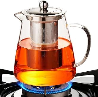 Glass Teapot (32oz/950ml) MJZQCD with Removable Stainless Steel Infuser,Glass...