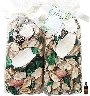 Qingbei Rina White Potpourri Bags, Jasmine Scented Potpourri Bowl Filler, Decorative Dried Flowers Petal,Home Fragrance Sachet,Bathroom Decor,8.4 oz/2 Bags
