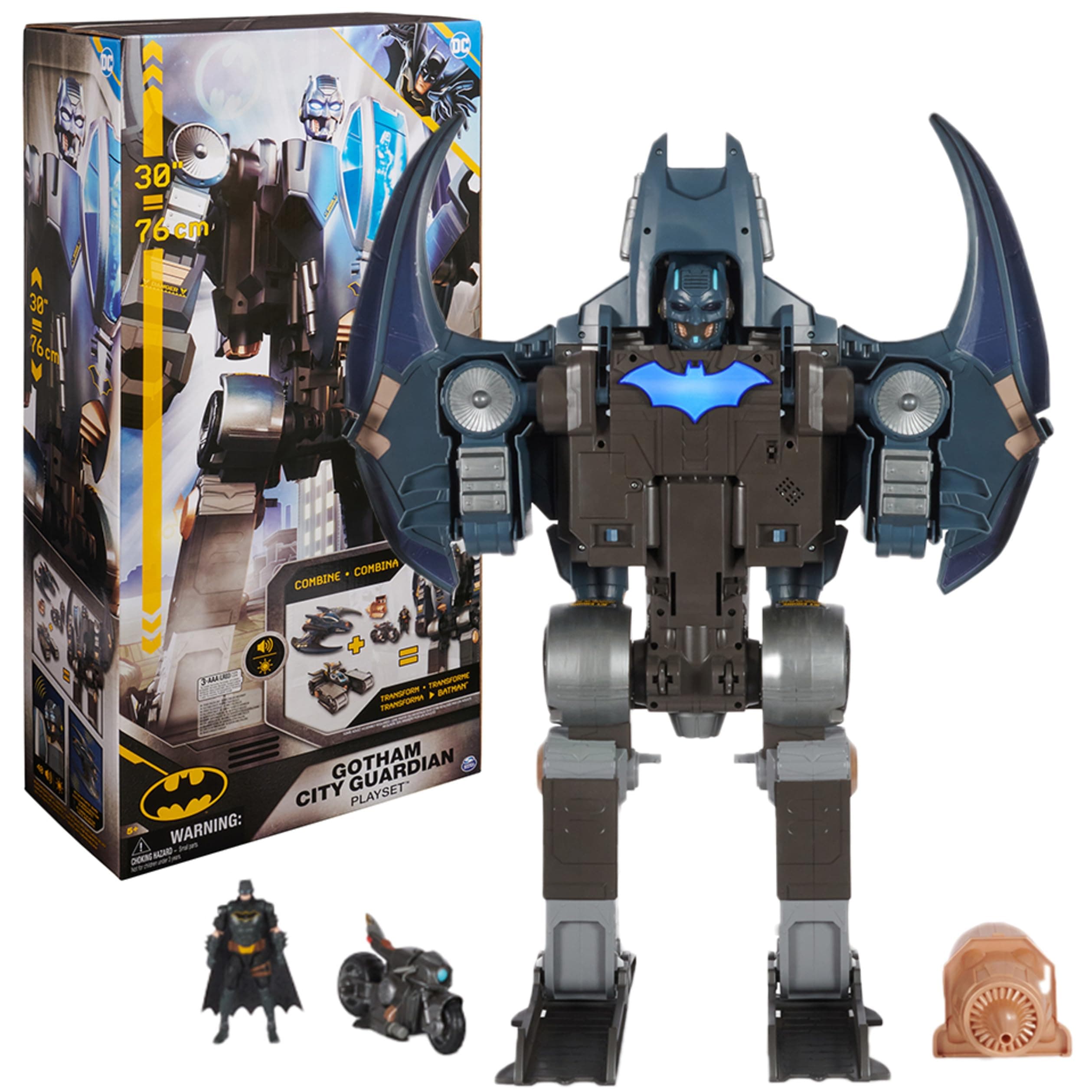 DC Comics, Batman, Gotham City Guardian Playset, 4-in-1 Transformation, Special Batman Figure, Light Effects and Over 40 Sound Effects, Kids Toys for Boys and Girls