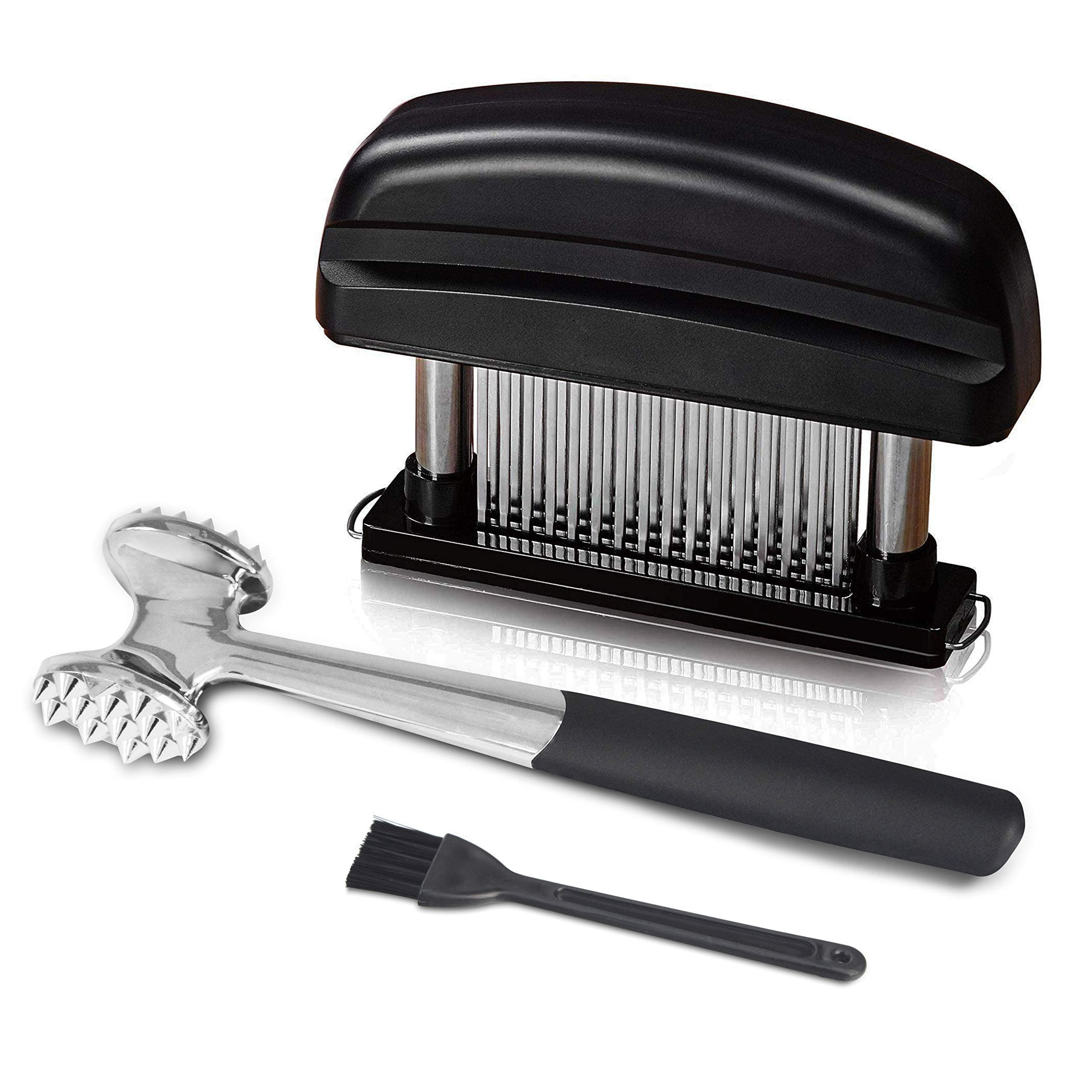 elabo Kitchen Meat Tenderizer Sets - Heavy Duty Manual Hammer Mallet Tool and Meat Tenderizer Needle Tool with 48 Stainless Steel Sharp Blades For Steak, Chicken, Fish, Pork, Beef, Veal