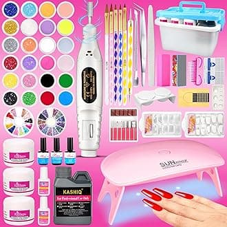Acrylic Nail Kit Acrylic Powder and Monomer Acrylic Nail Liquid Nail Kit Set Professional Acrylic with Everything for Beginners,Glitter Nail Art Nail Tips with Electric Nail Drill and UV LED Nail Lamp