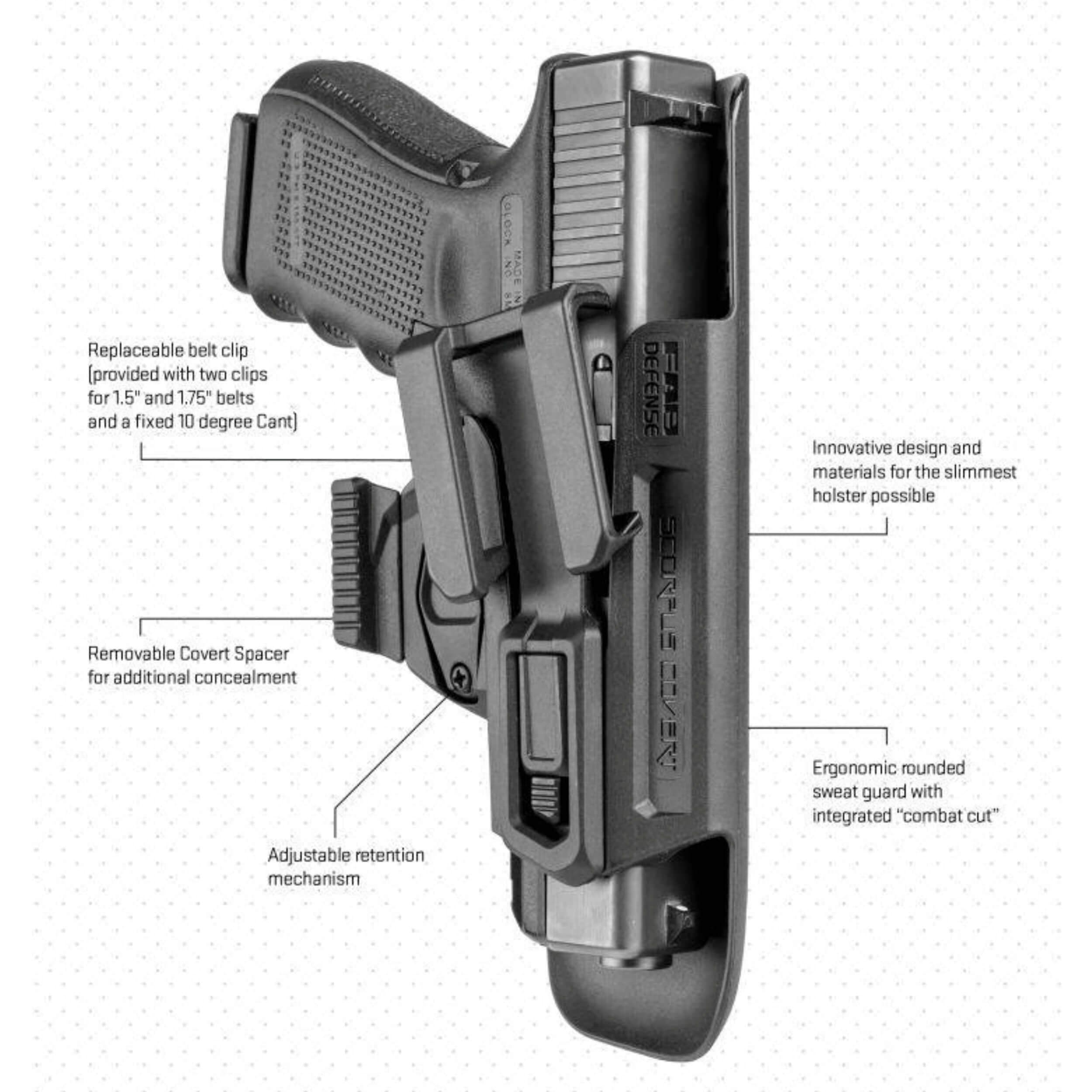 Fab-Defense Mako Group IWB Holster for Glock Handguns-Black Scorpus Covert, one Size (SC-CG9B)