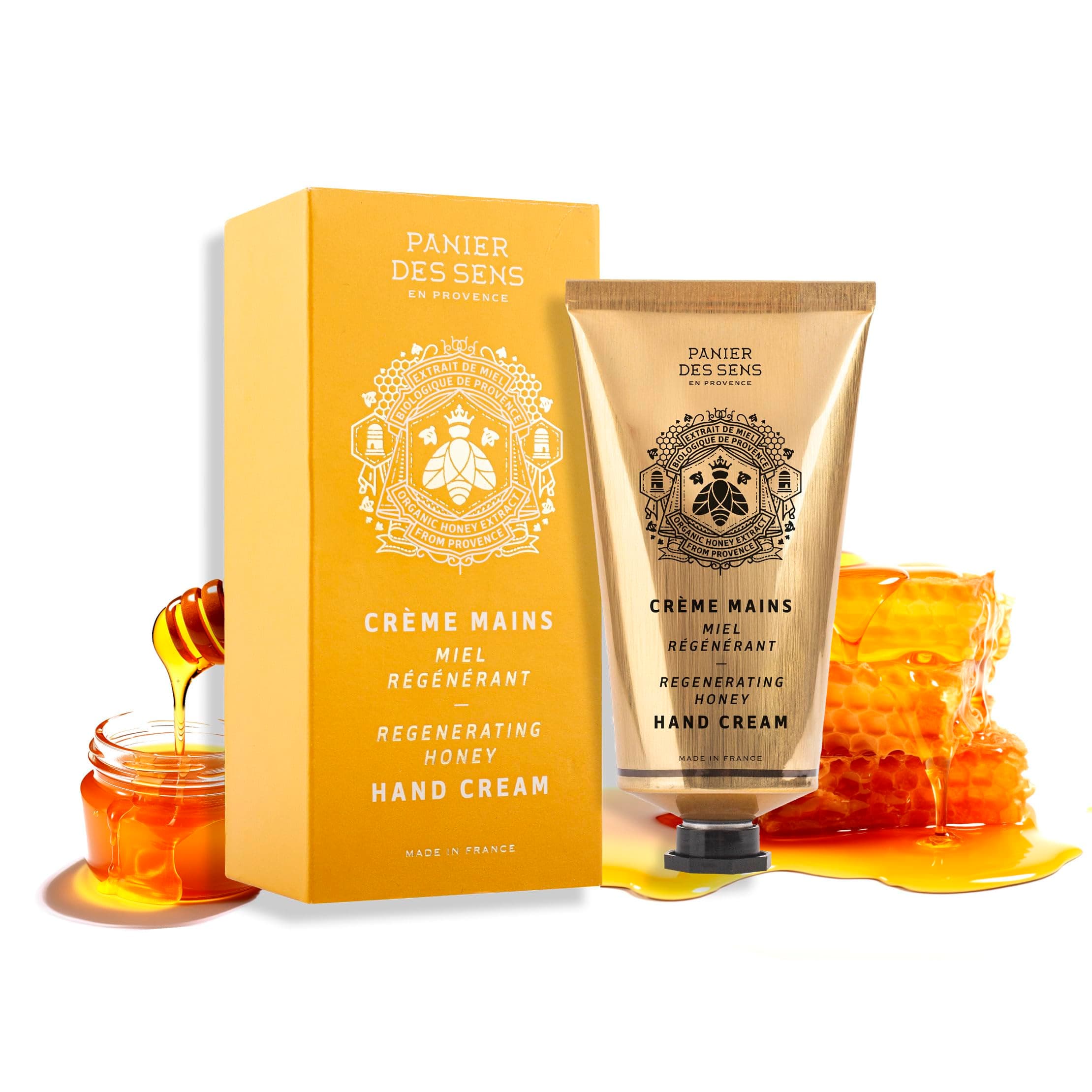 Panier des Sens - Honey Hand Cream for very Dry Hands and Skin - Hand Cream for Women and Men - With Shea Butter and Organic Honey Extract - Made in France 97% Natural Ingredients - 75ml