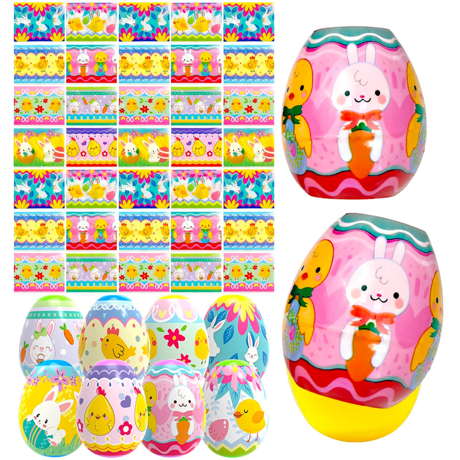 40Pcs Easter Egg Wrapper Eggs Film Shrink Wraps for 2.4in Easter Eggs Chicken Bunny Egg Sleeves Decorations for Easter Party Supplies