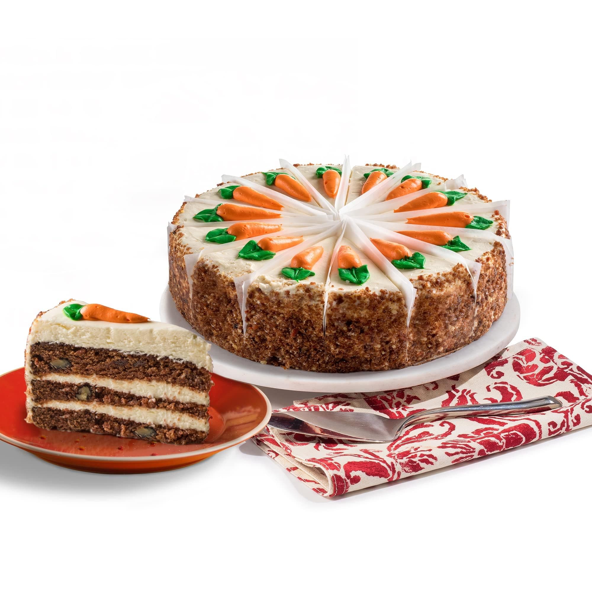 David's Cookies Layered Carrot Cake 10" - Pre-sliced 14 pcs. Fresh Gourmet Bakery Dessert With Rich Cream Cheese Frosting, Delicious Gourmet Easter Food Cake Gift Idea for Women, Men, Kids and Family