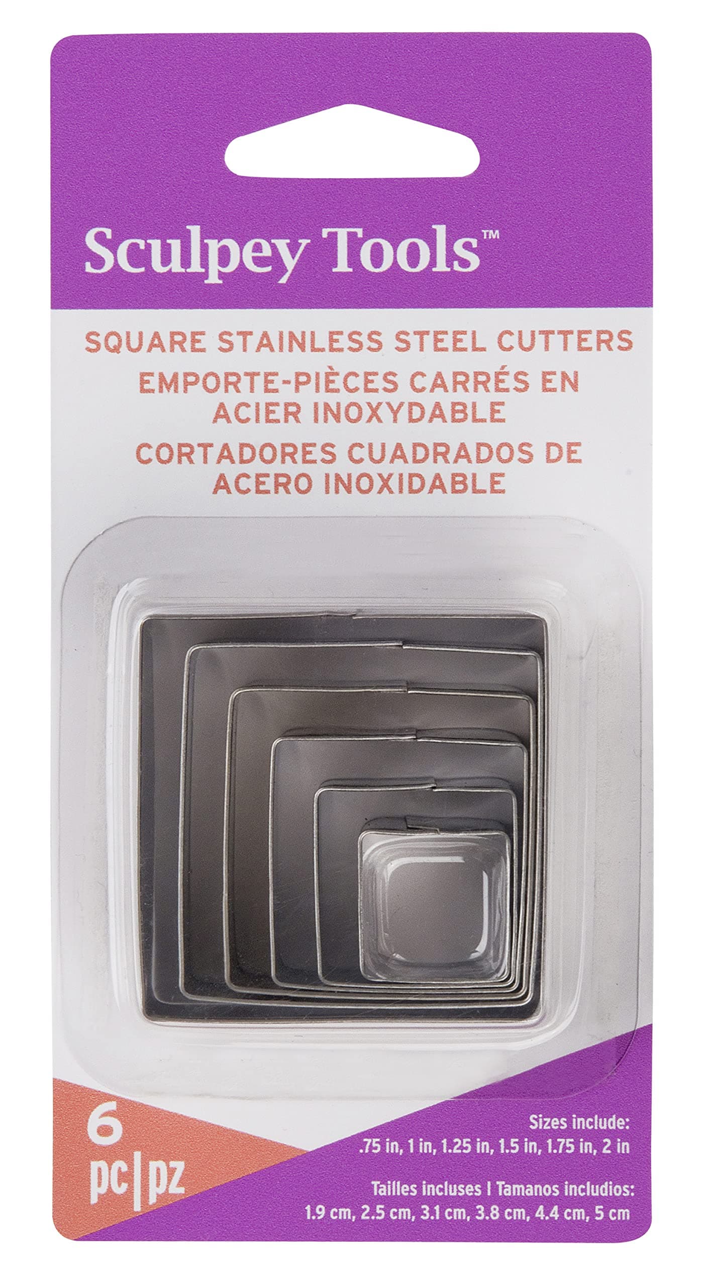 Tools Stainless Steel 6 Piece Square Cutter Set. Nested, Graduated Sizes, Great for use in All Craft Projects from jewlery, Mixed Media to Home décor