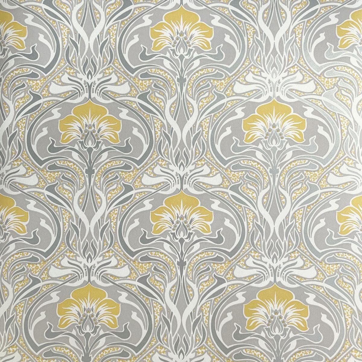 wallcoveringsCrown Flora Nouveau Wallpaper Yellow M1195 Full Roll