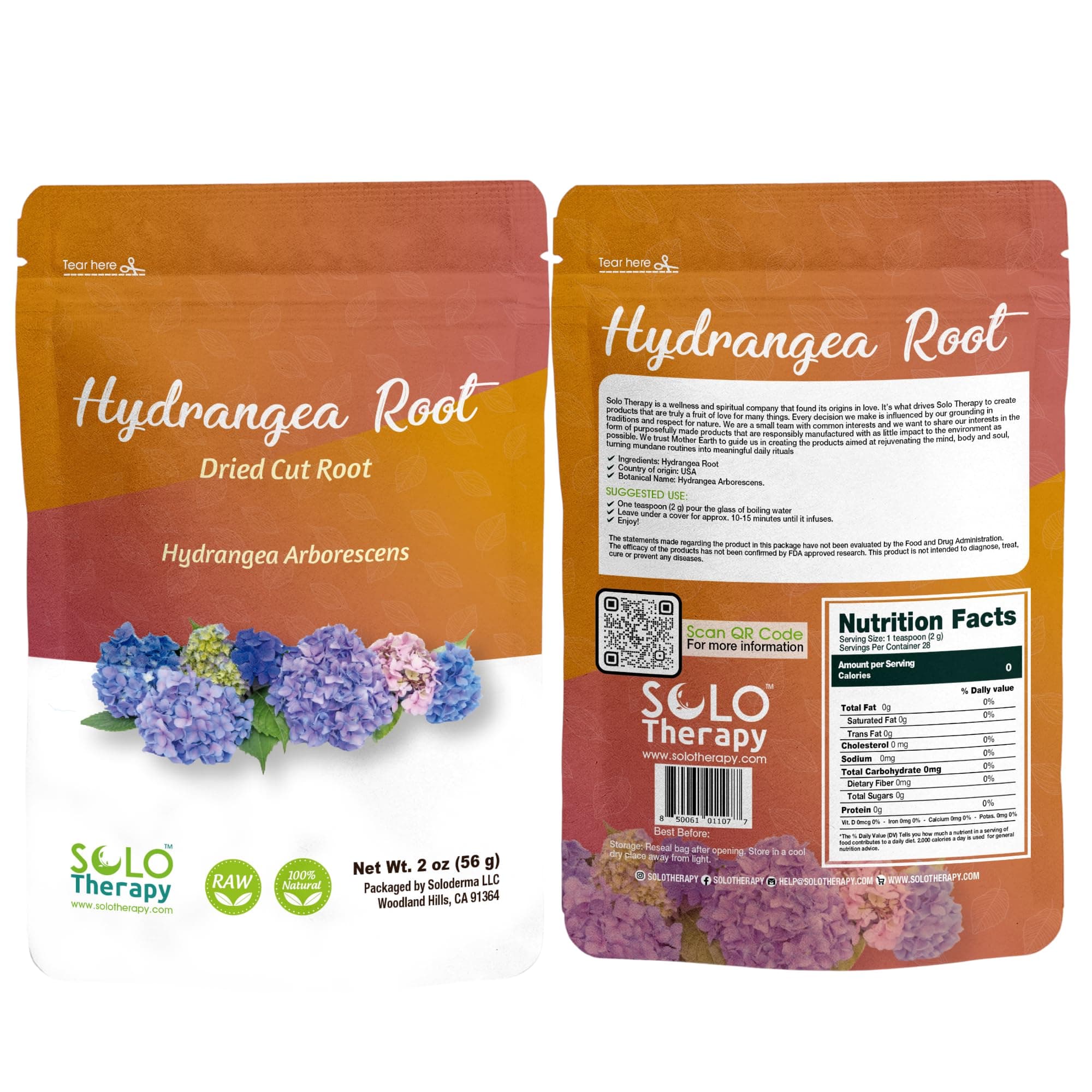 Hydrangea Root Herbal Tea - 56 grams - Tea Resealable Bag - Hydrangea arborescens - Premium Quality (Hydrangea Root)