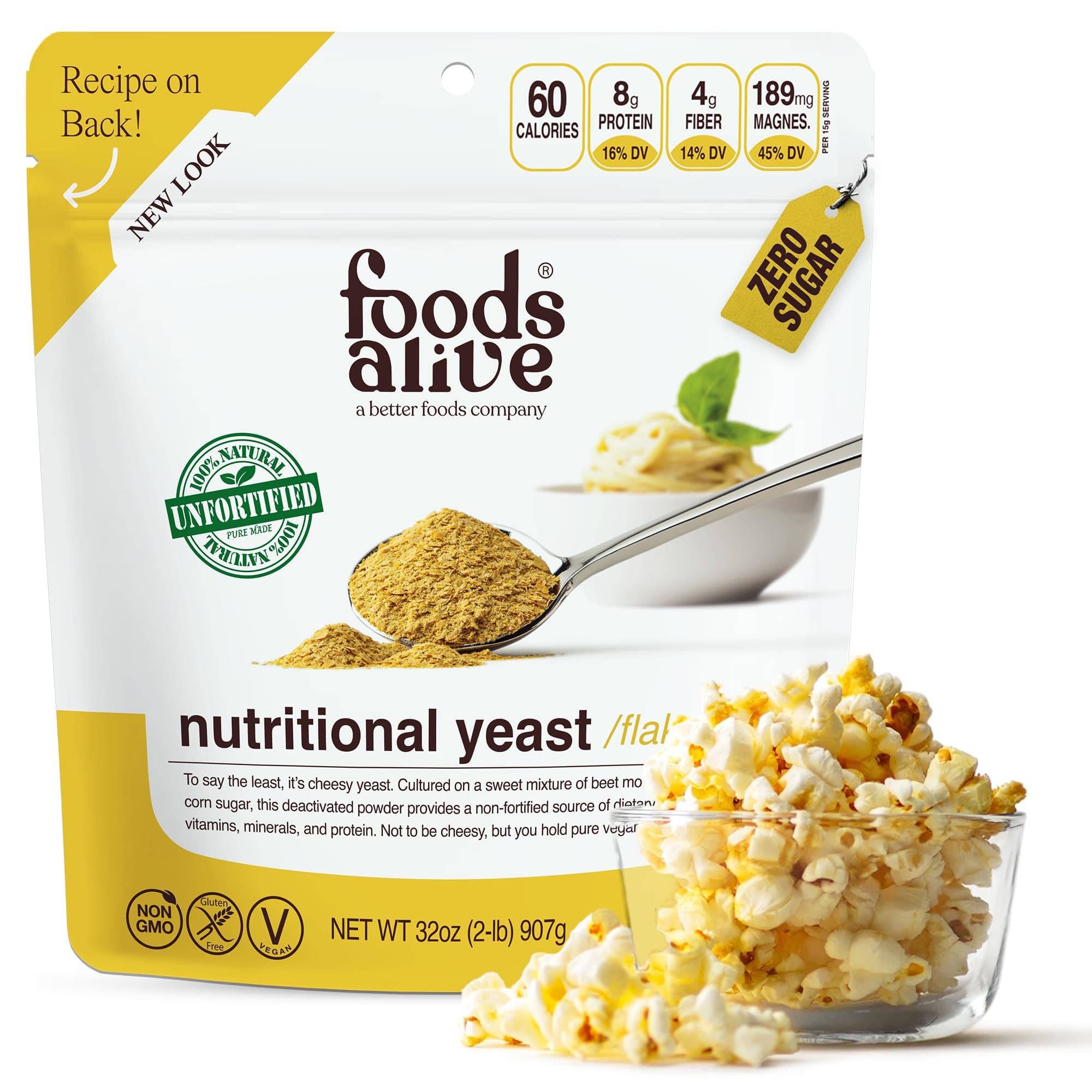 Foods Alive, Nutritional Yeast Flakes, Unfortified, 2 lb (907 g)