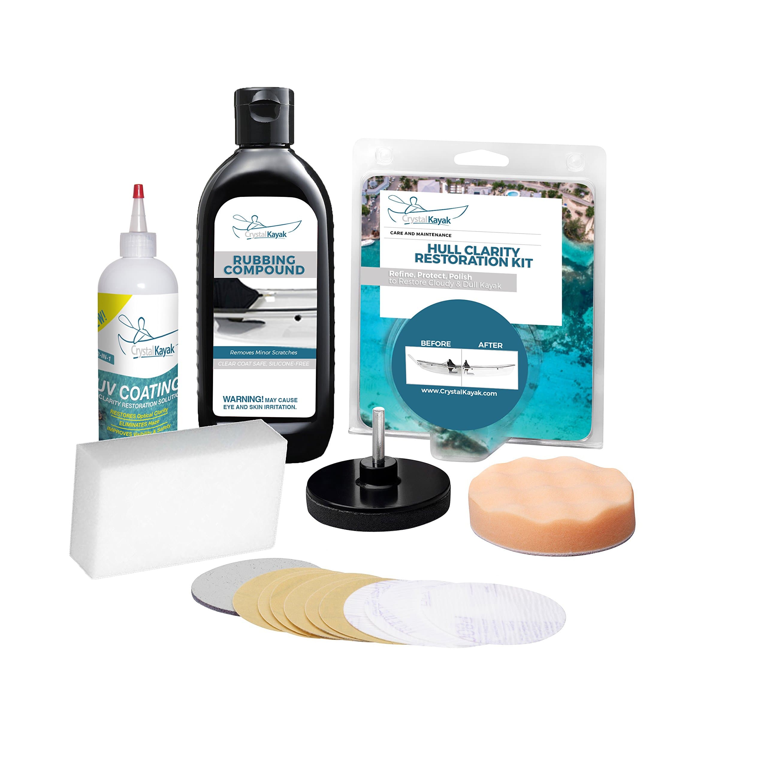 Hull Clarity Restoration Kit - Designed for Maintenance of Genuine Crystal Kayaks and Crystal Boards.