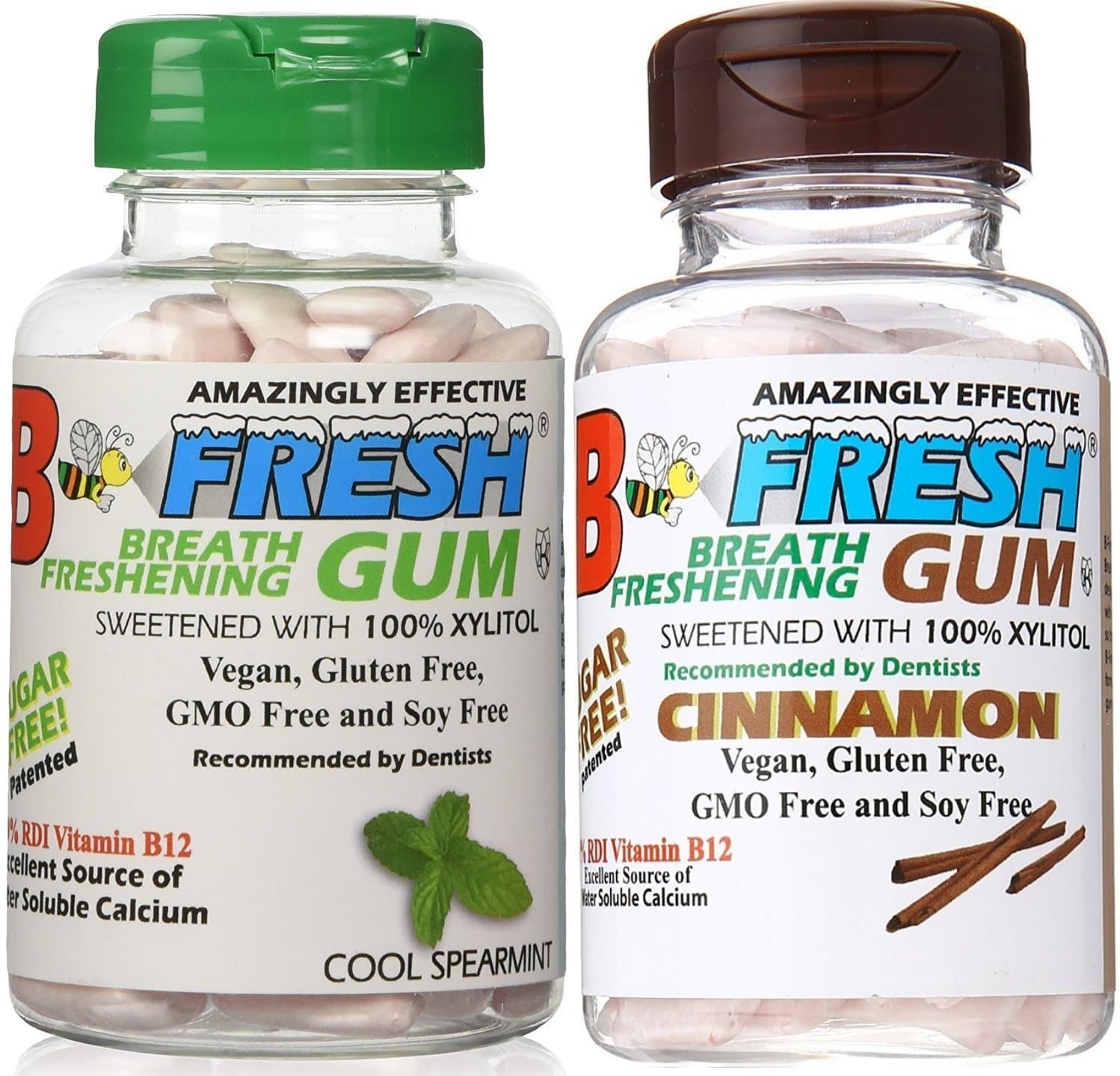 B-Fresh Cinnamon Gum and Spearmint Gum, 200 Sugar Free Pieces (Pack of 2)