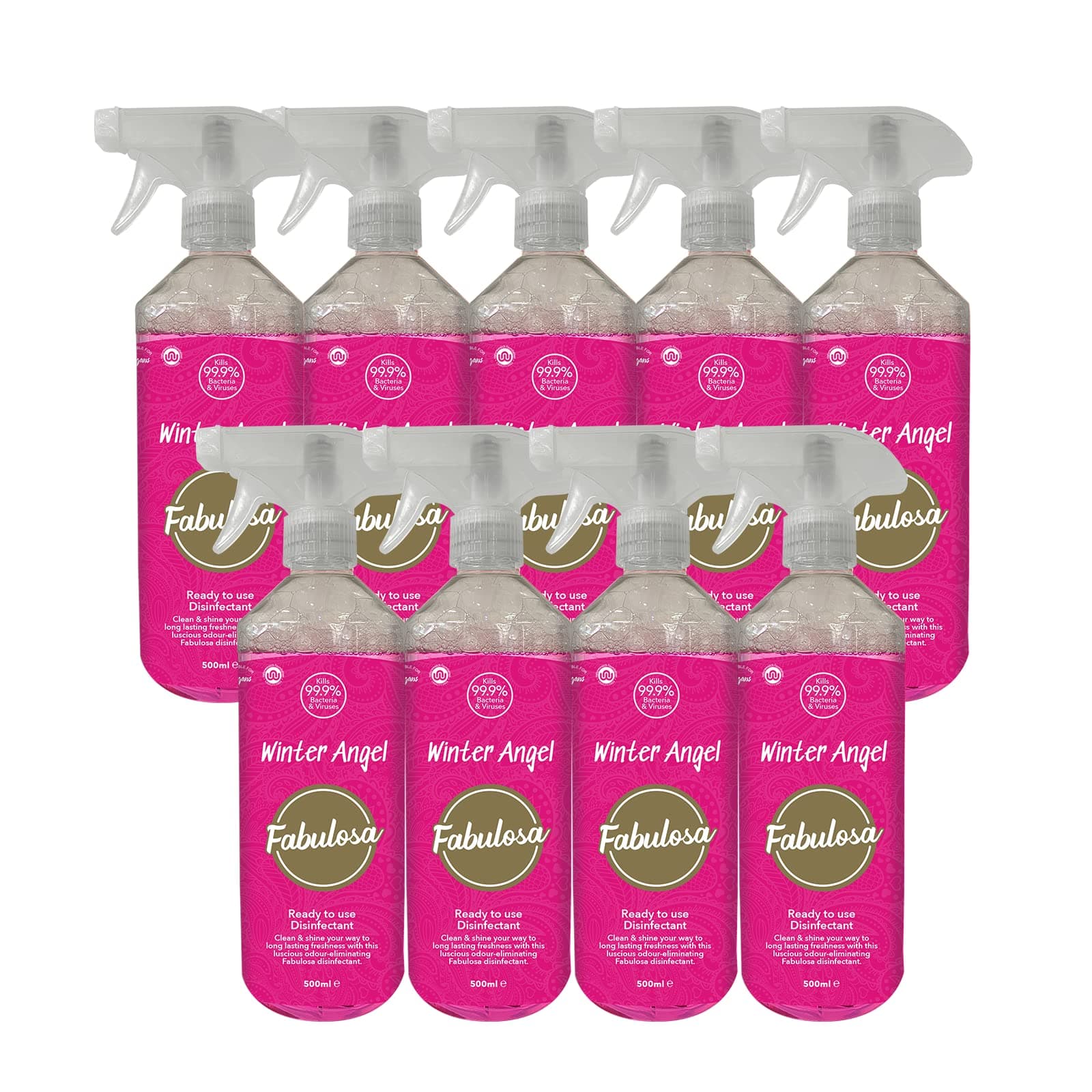 Multi Purpose Antibacterial Spotless Kitchen Cleaner Disinfectant Trigger Spray with Lasting Fragrance, 9 Pack, 500ml, Winter Angel (Packaging may vary)