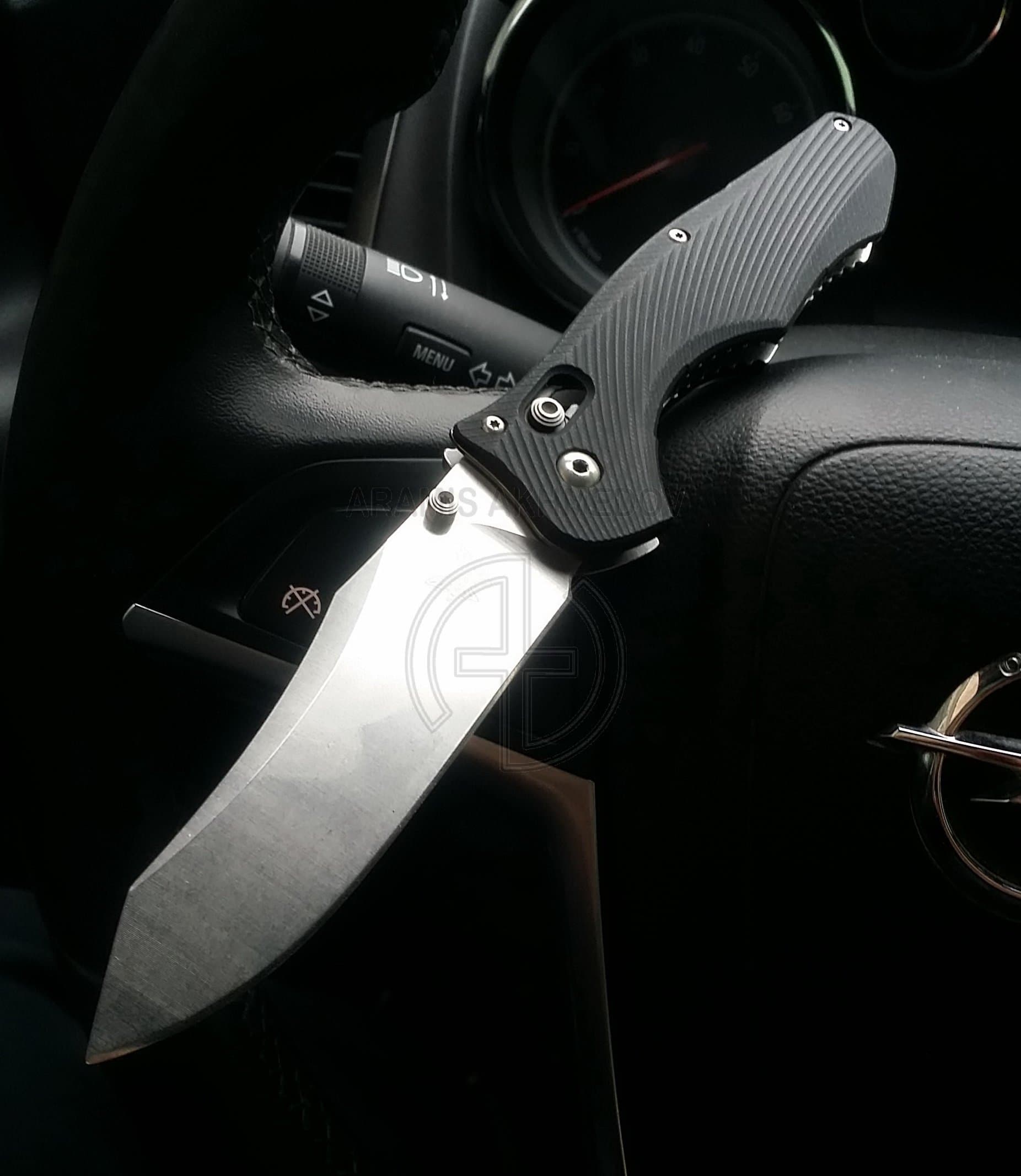 Custome scales, handle for Benchmade 810 Contego, Model Line, Black G10 (Knife not included)