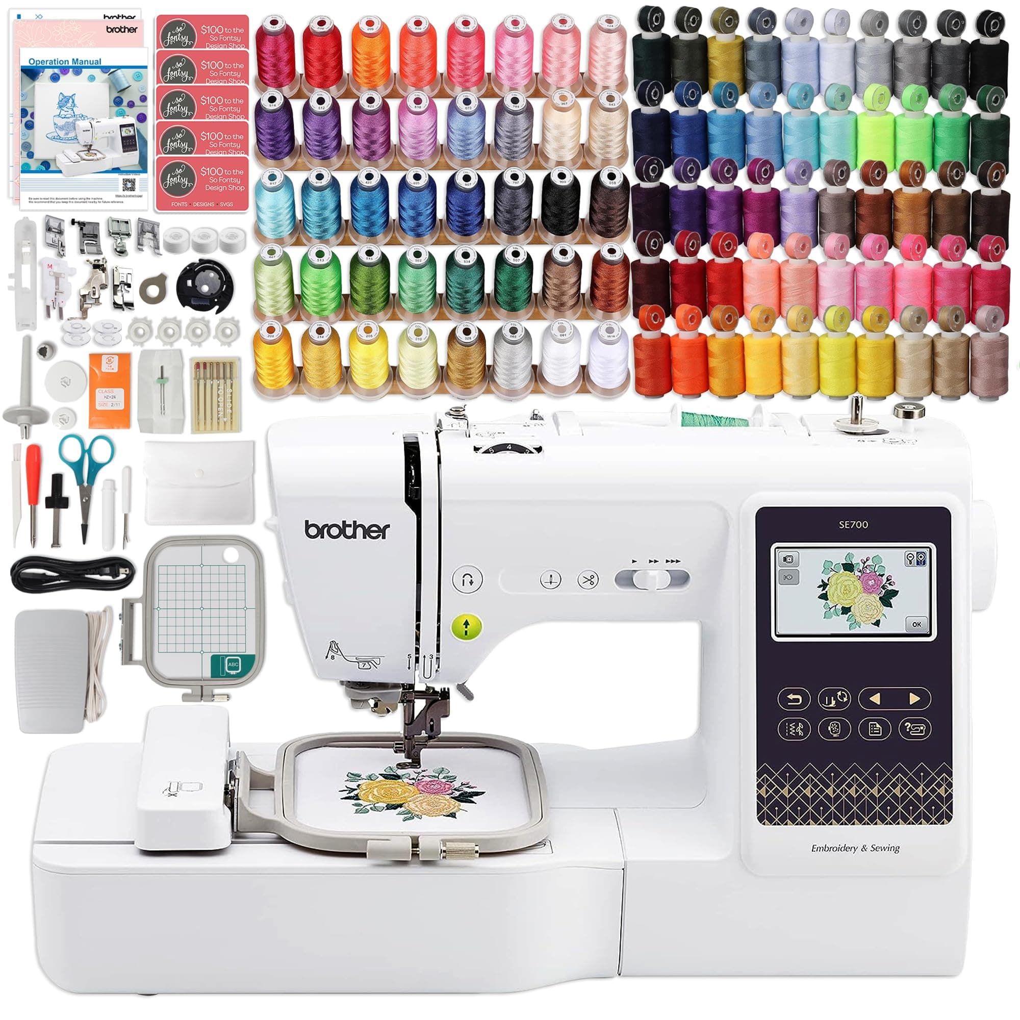 Brother SE700 Embroidery & Sewing Machine with 90 Spools & Accessories