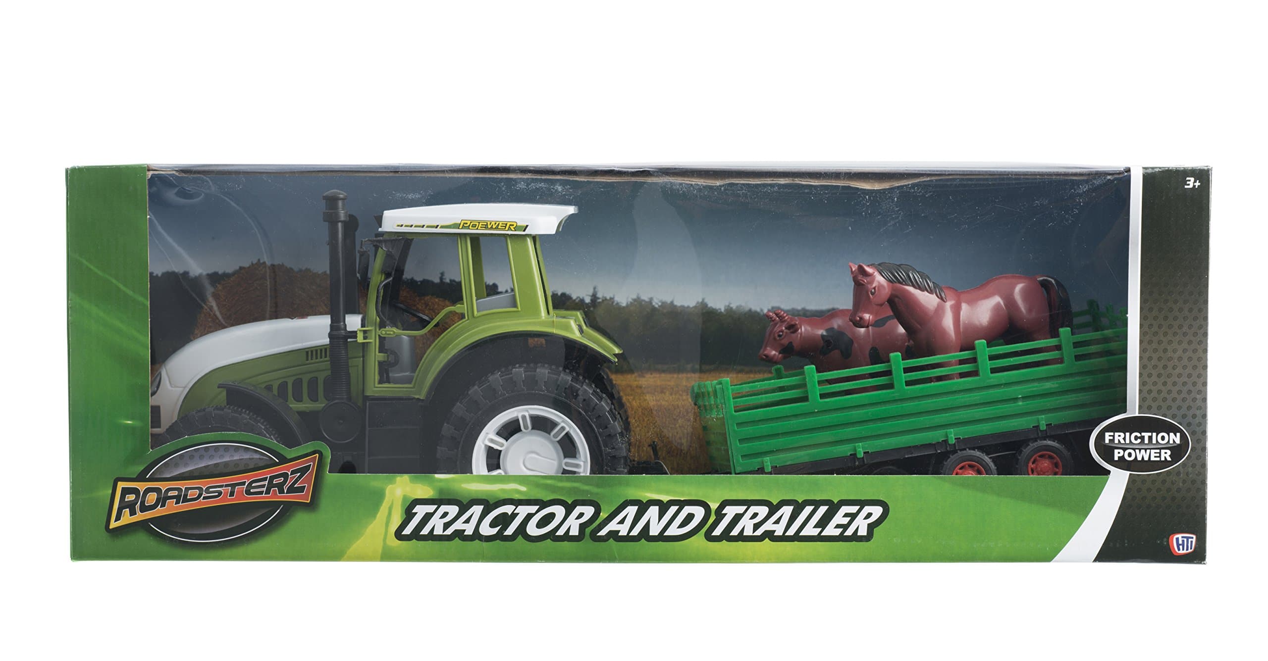 HTI Large Farm Yard Friction Tractor And Trailer Kids Toy Vehicle Gift