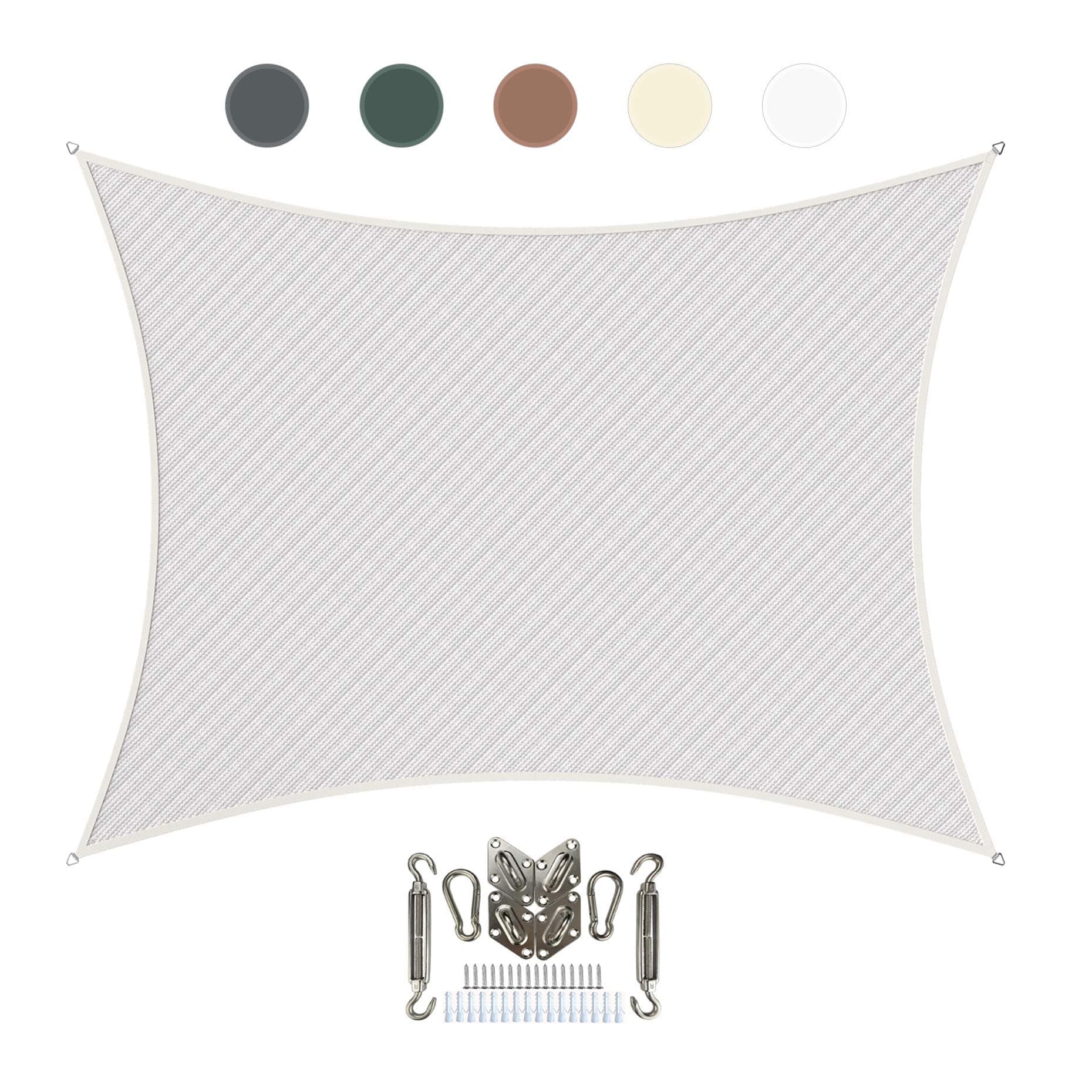 | Shade Sail Kit | Sun Shade for Patio & Outdoor | Stainless Steel Hardware Kit Included (10 x 13 feet, White)