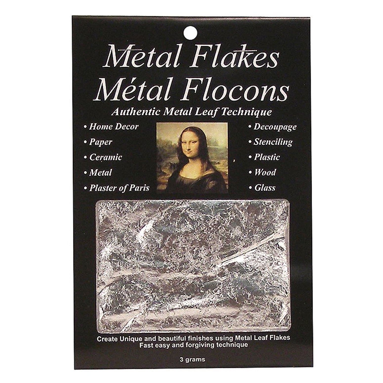 10010 Mona Lisa Silver Flakes - Composition Metal Leafing Flakes - 3 Gram Pack