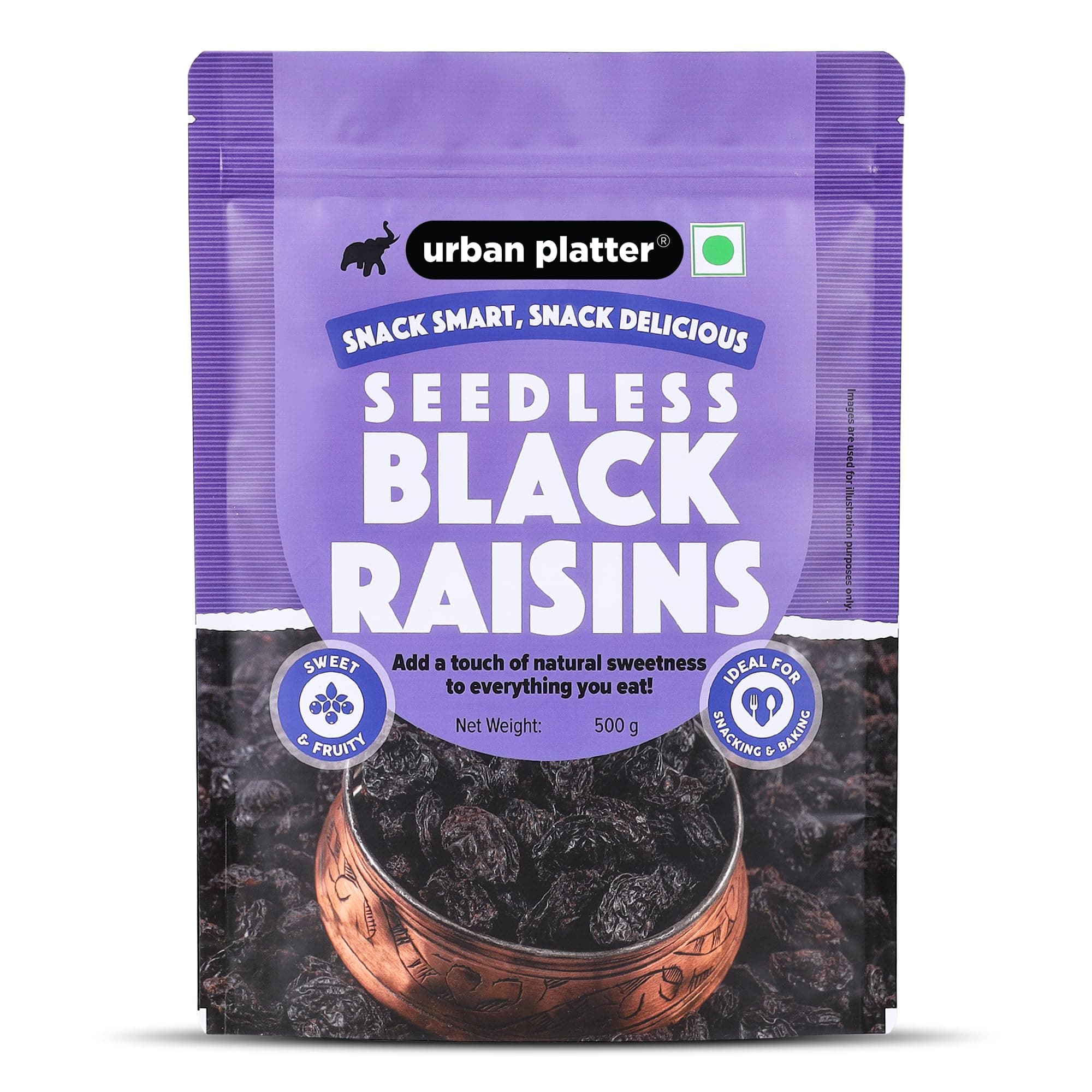 Urban Platter Seedless Black Raisins, 500g