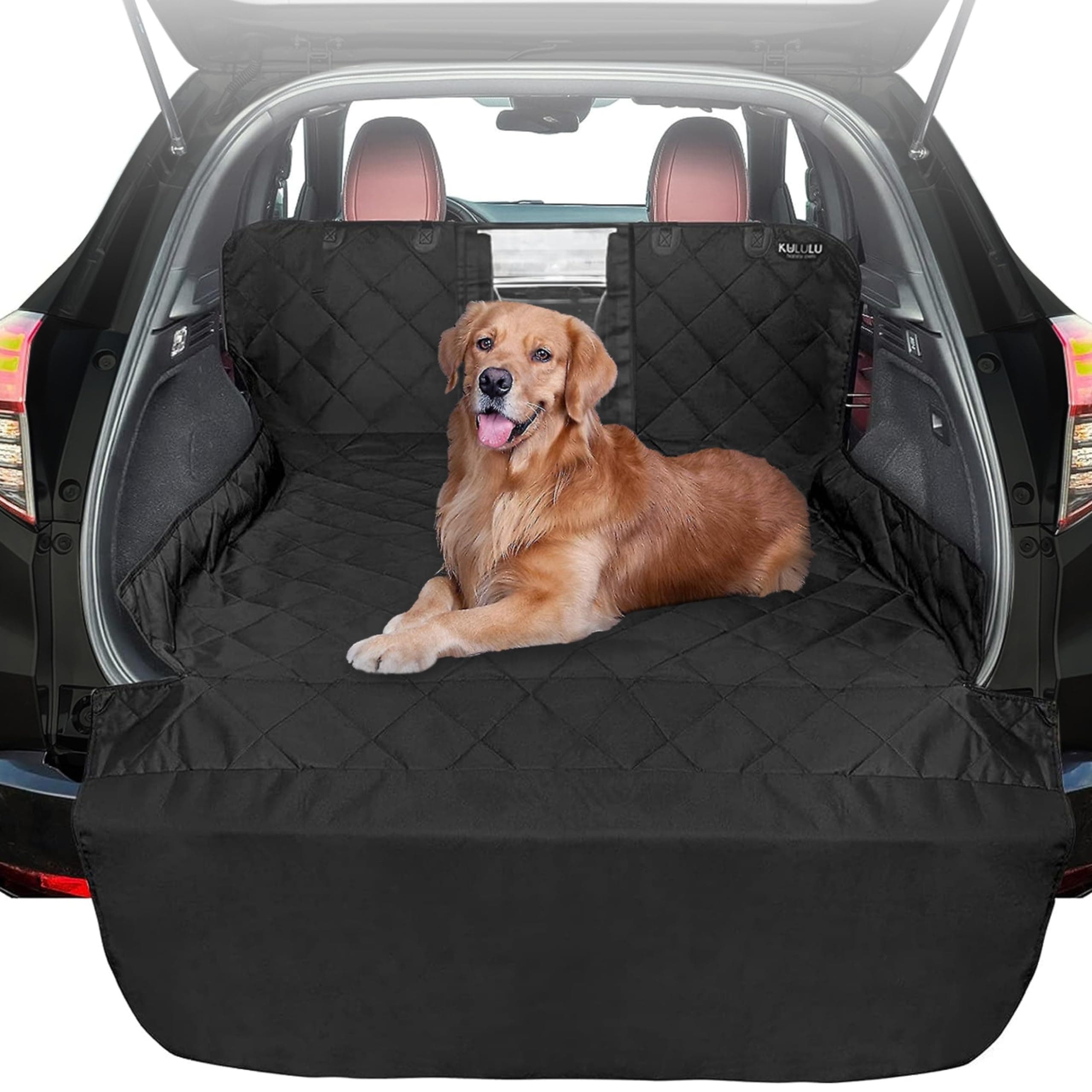 KULULU Patended Cargo Liner with Mesh Window for Cars and SUVs. Waterproof Material, Non Slip Backing, Extra Bumper Flap Protector, Large Size 55"X82" - Universal Fit