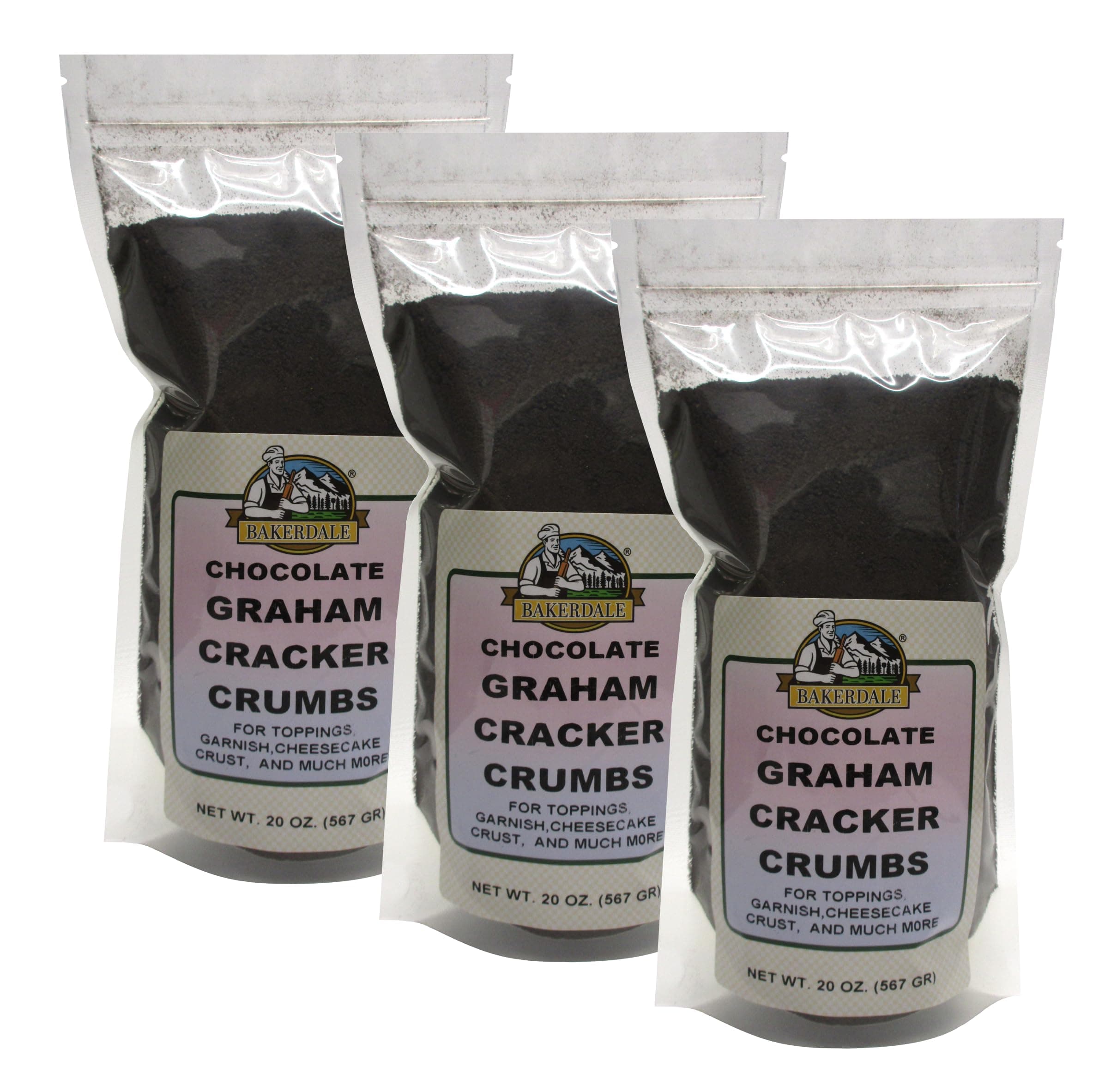 Bakerdale Chocolate Graham Cracker Crumbs, 20 ounce Resealable Pouch