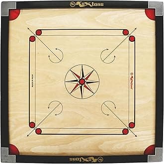 KOXTONS - Carrom Board 32 INCH Full Size Cut Pocket with 1.5" Border (Premium) with STRICKER & Accessories