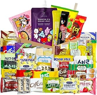 Korean Snack Box 48 Count - Variety of Individually Wrapped Korean Snacks with Chips, Cookies, Ramen and Candy for Kids, Children, College Students, and Adults. Gift Box for K-Food Lovers - Journey of Korea