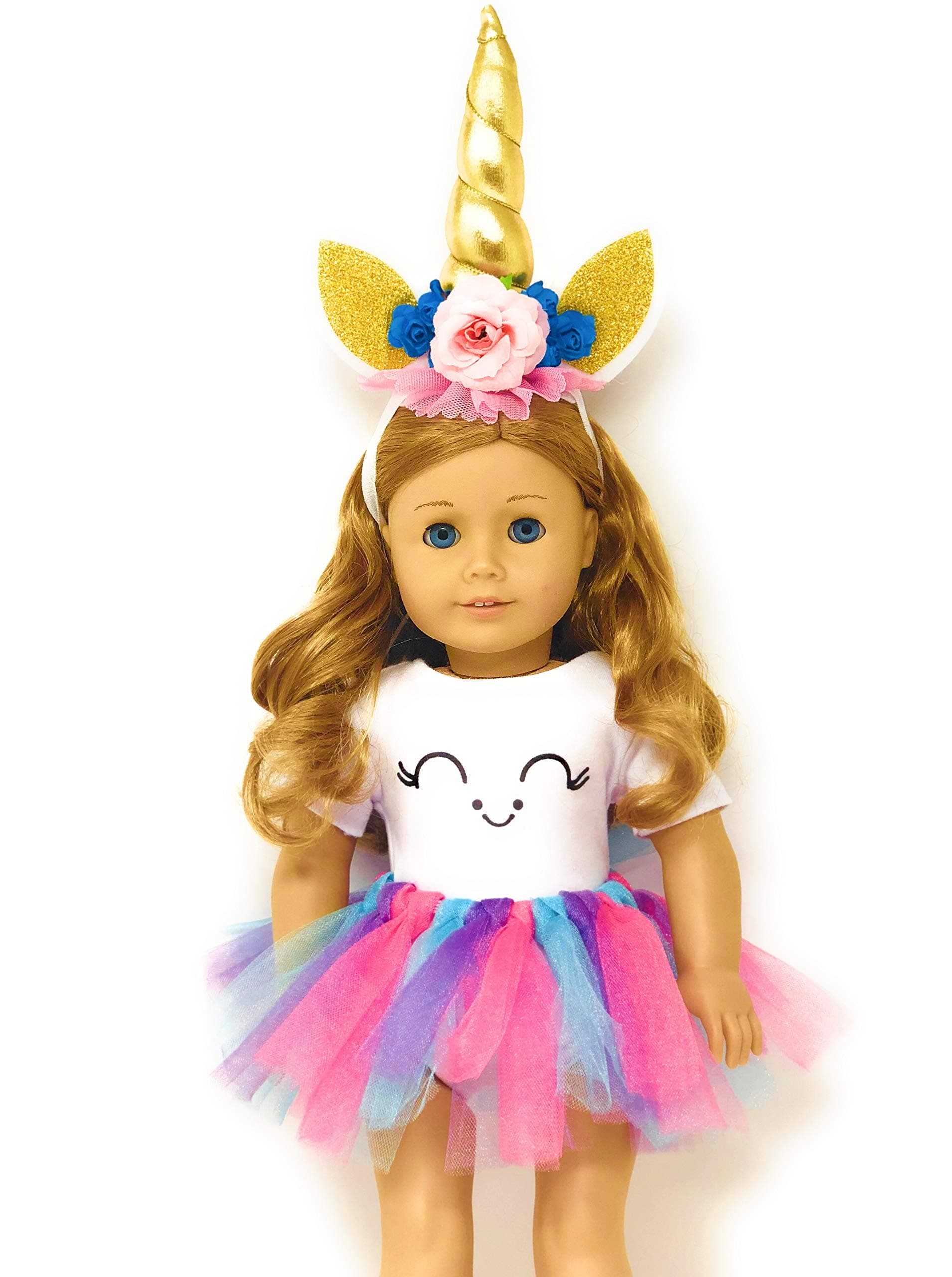 MY GENIUS DOLLS Unicorn Clothes, Headband, Tutu -fits All 18 inch Dolls Like American, Our Generation My Life Gotz | Great Gift for Little and Big Girls|Accessories, Outfits| Doll NOT Included