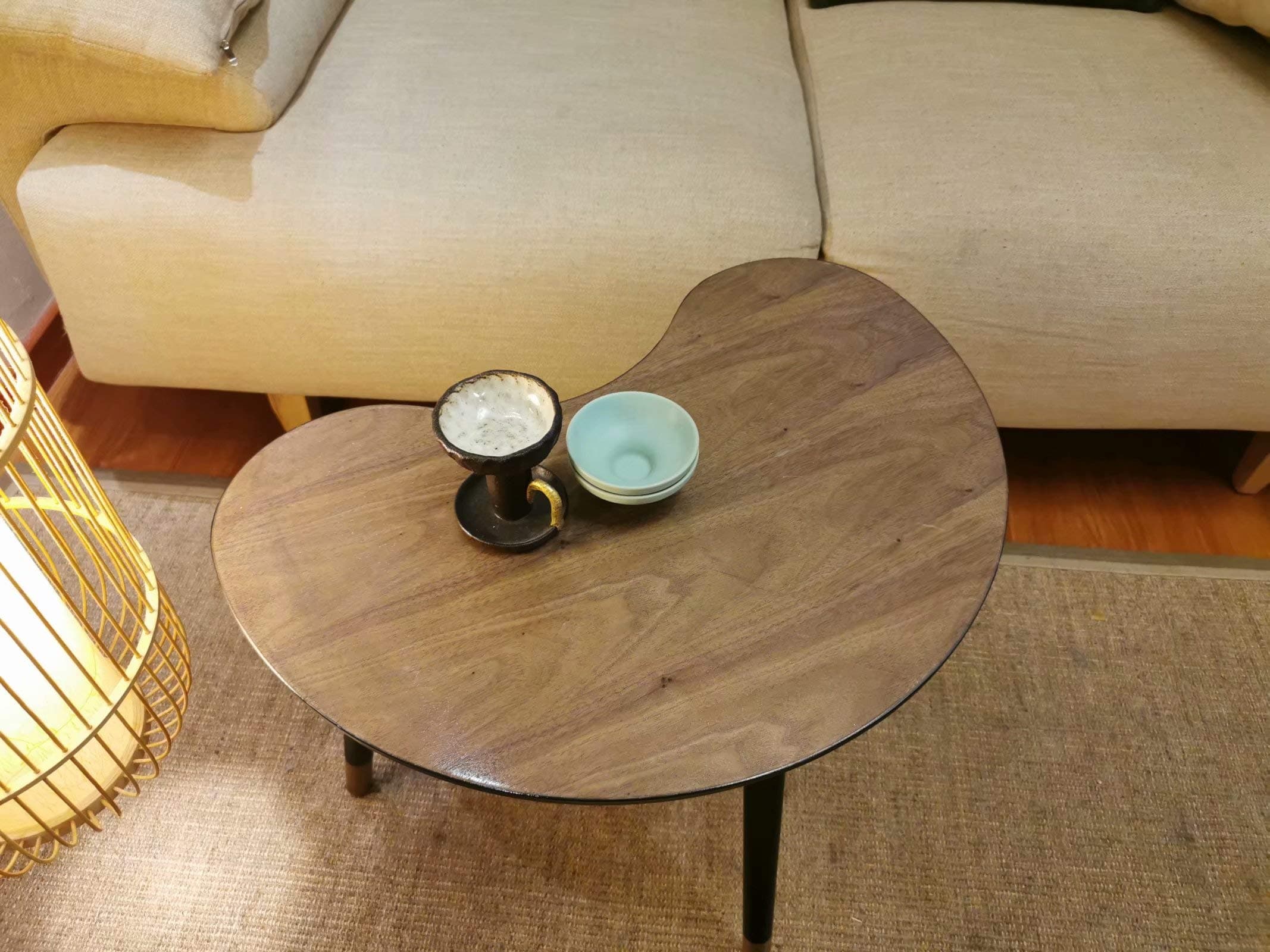 Rasoo Coffee Table, Small End Tables for Living Room,Vintage Style TV Table, Unregular Sofa Table, Office Table, Elegant Functional Table,Couch Table,Wood Color(L22.4W15.7H17.7Inches)