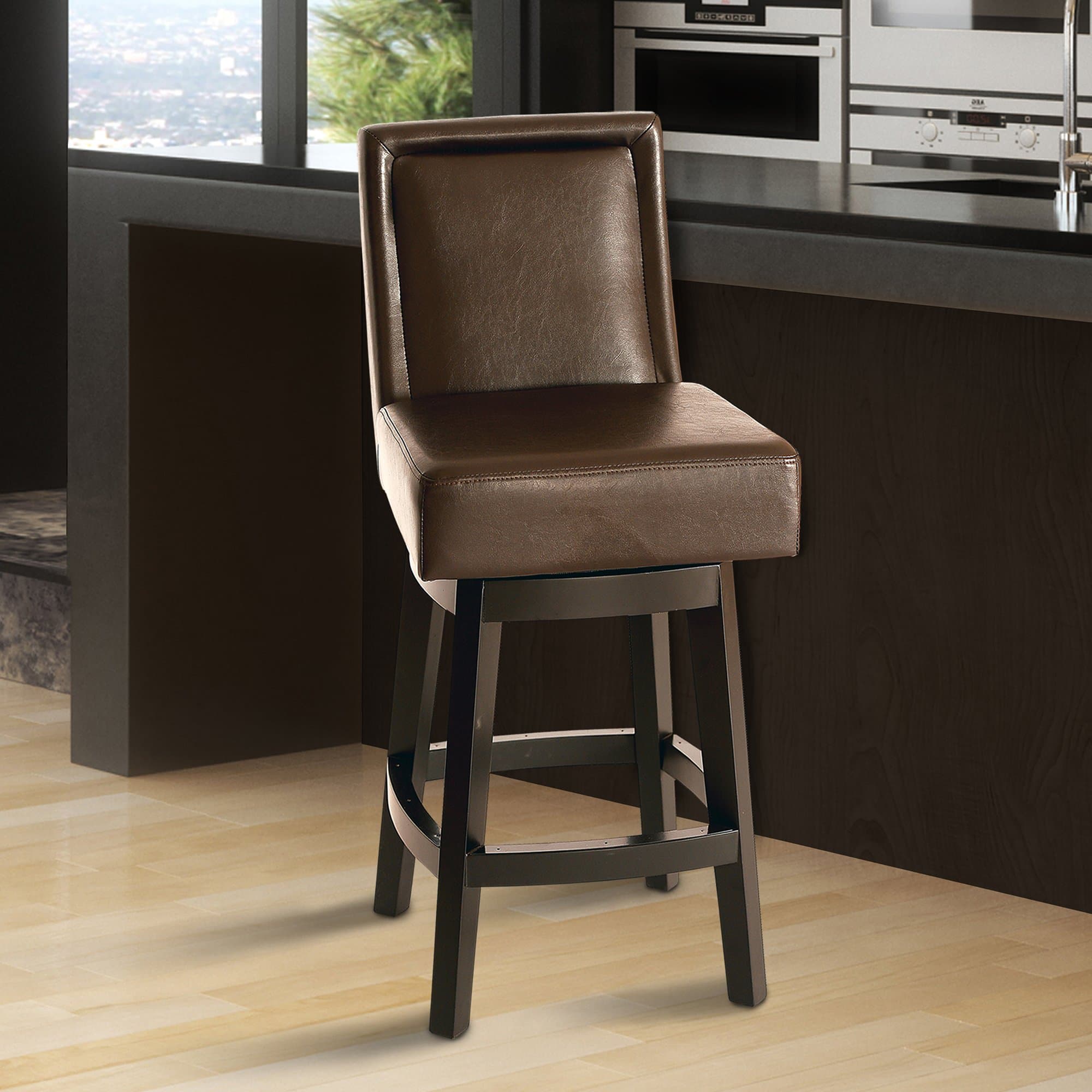 Legacy Commercial Swivel Barstool in Brown Bicast Leather with 26-Inch Seat Height