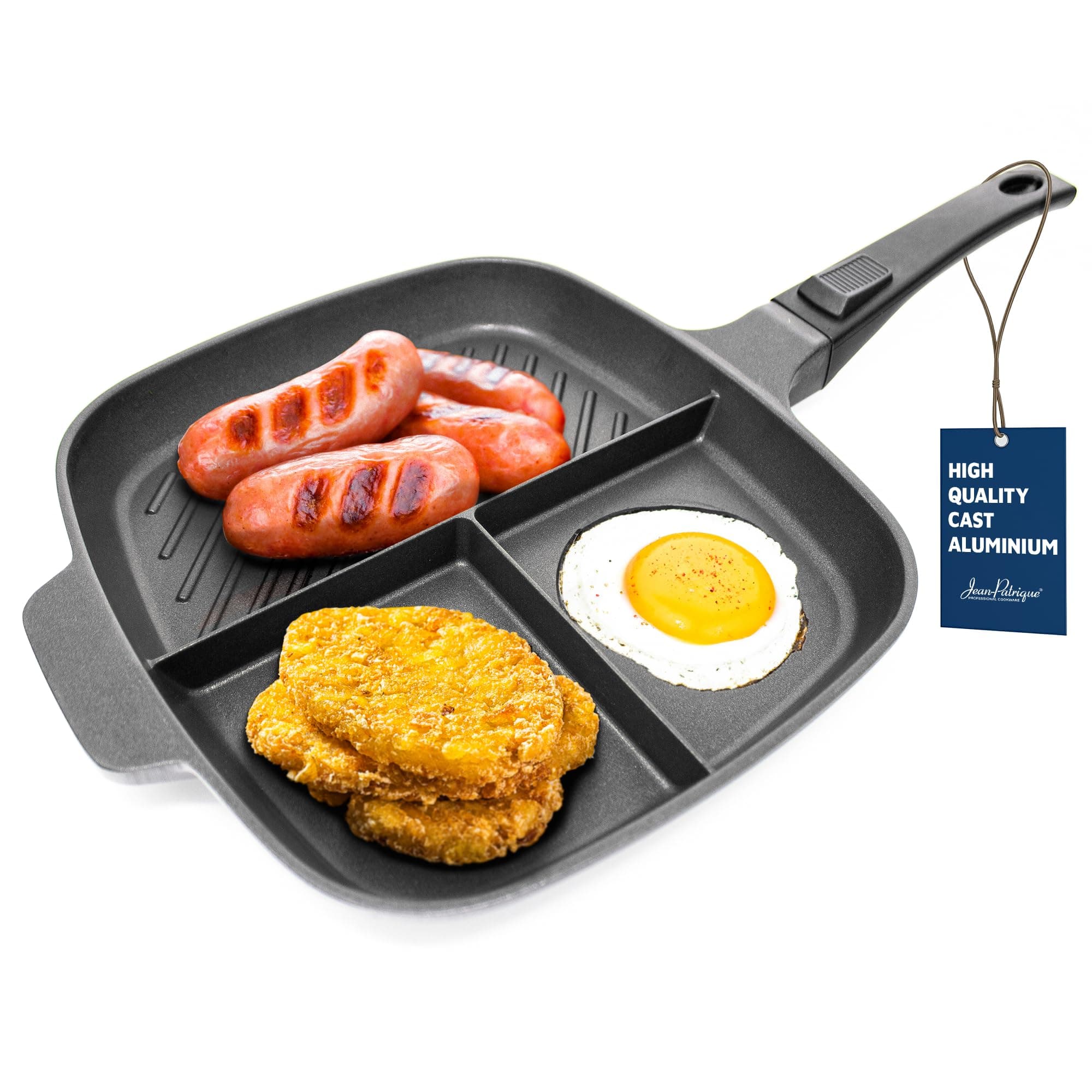 Jean-Patrique Lazy Pan for Breakfast Egg Poacher Frying Pan with Multi Sections Griddle Non Stick Pans for Gas, Electric, Induction & Oven Lighter Than Cast Iron
