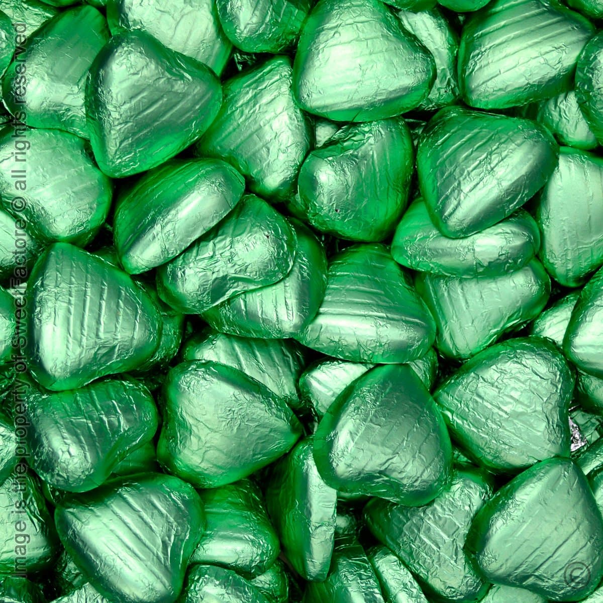 Hydrangea Green Chocolate Foil Wrapped Hearts 200 Pcs (1.1kg) - From Sweet Factore