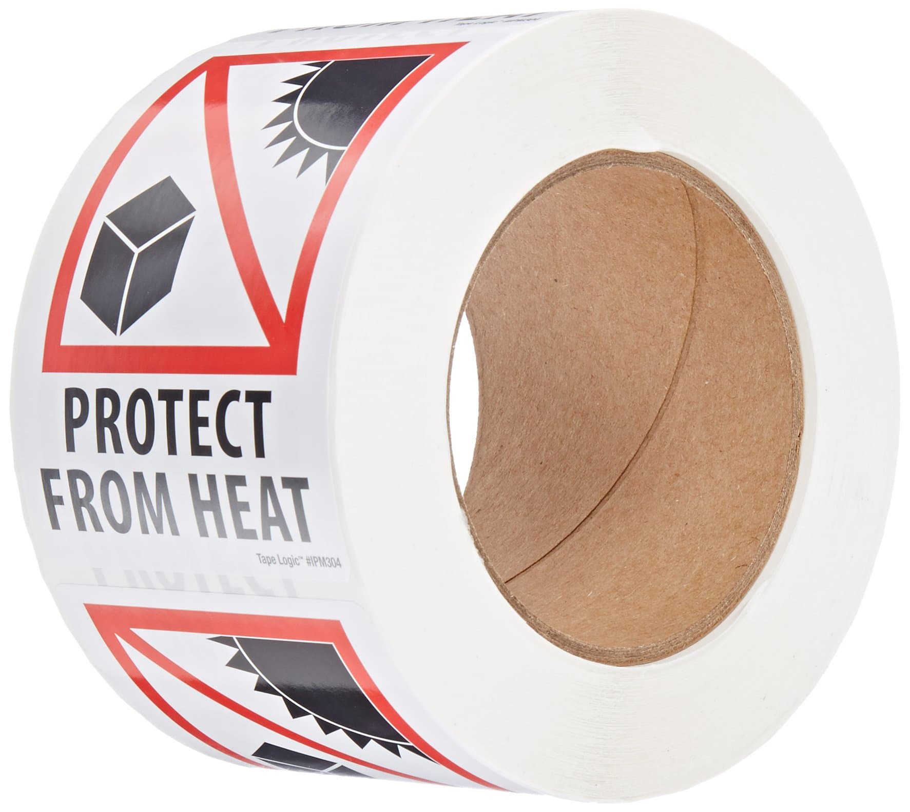 Aviditi Tape Logic 3" x 4", "Protect from Heat" Red/White/Black Warning Sticker, for Shipping, Handling, Packing, and Moving (1 Roll of 500 Labels)