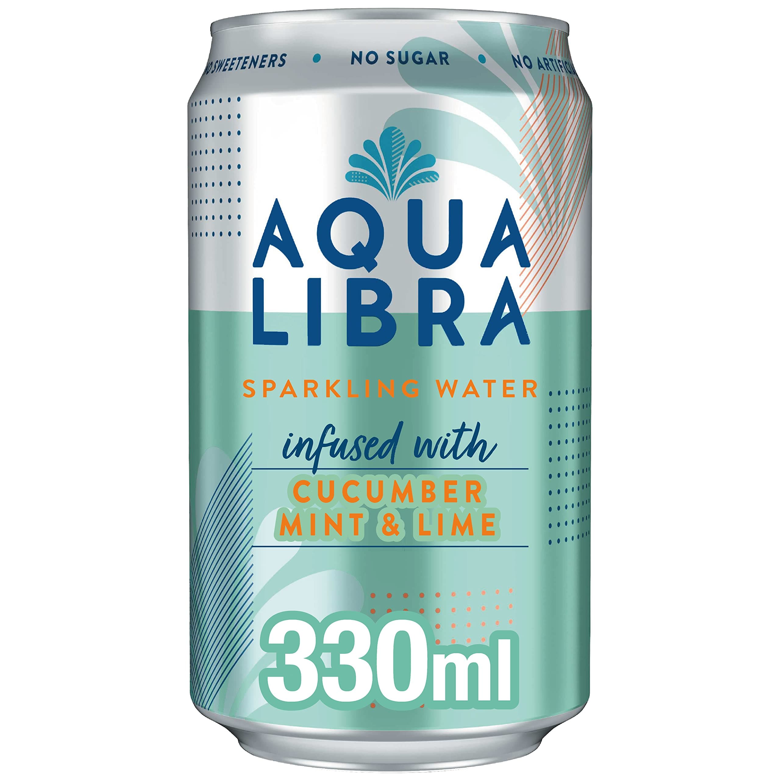 Aqua Libra Sparkling Water, Sugar Free Fruit Water, No Sugar, No Calories, Cucumber, Mint & Lime, 330 ml
