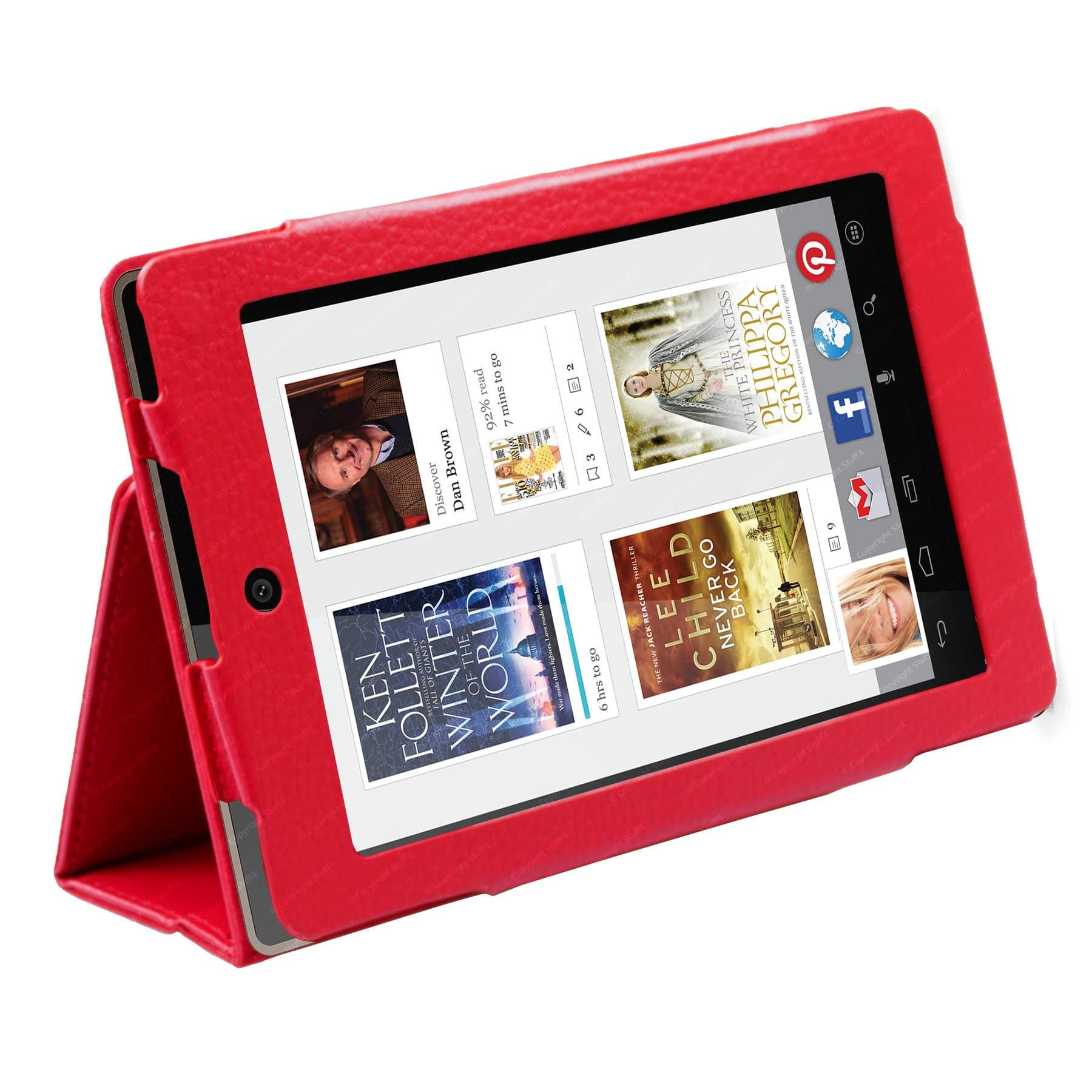 Kobo Arc 7 HD Case - Red Professional Portfolio PU Leather Magnetic Closure Cover Stand by Stuff4
